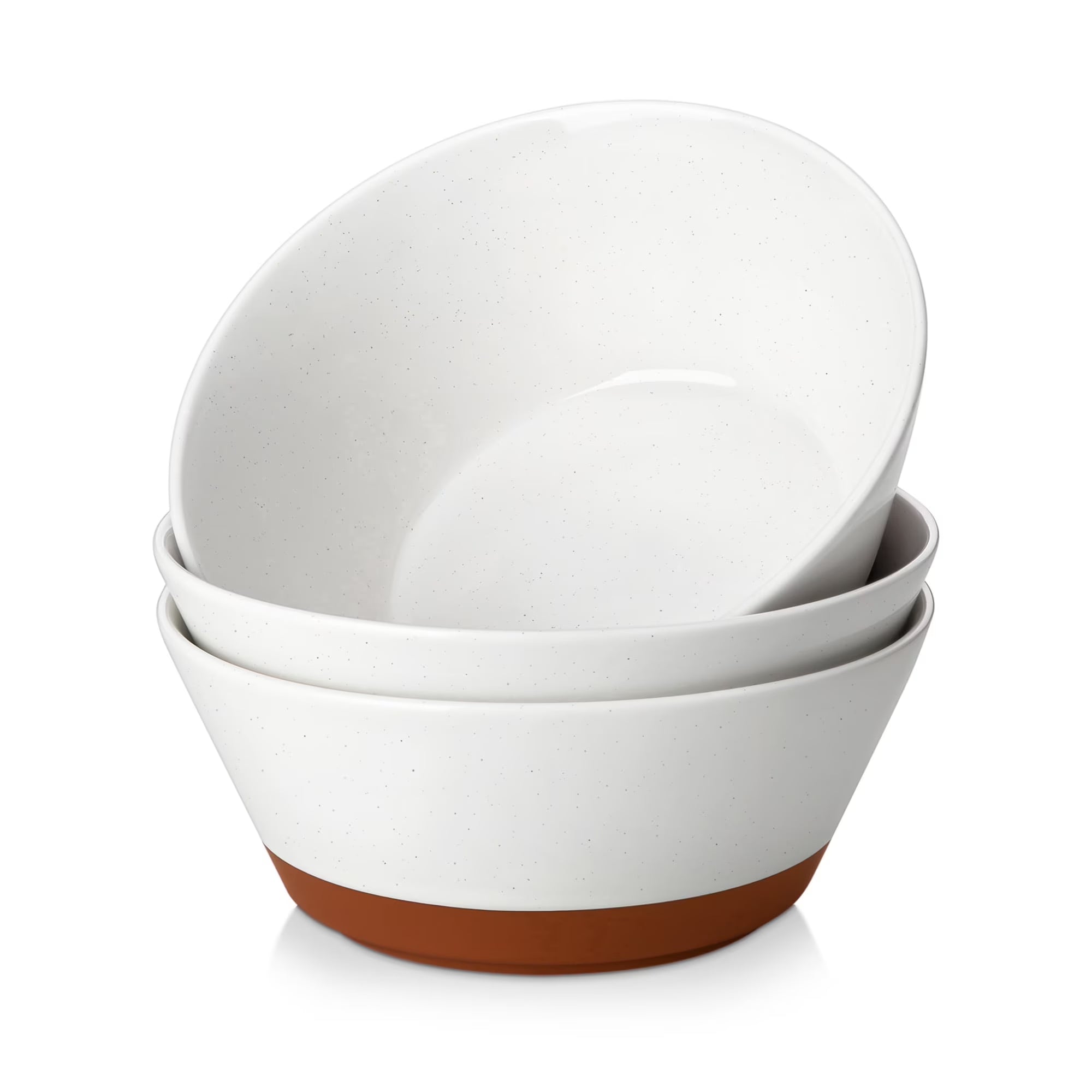 3 Pack Salad Bowl Set, MALACASA 35 oz Large Serving Bowl Set, Deep Soup Bowl for Kitchen, White Ceramic Ramen Bowl Set for Cereal, Pasta, Salad, Dishwasher & Microwave Safe, Easy Clean