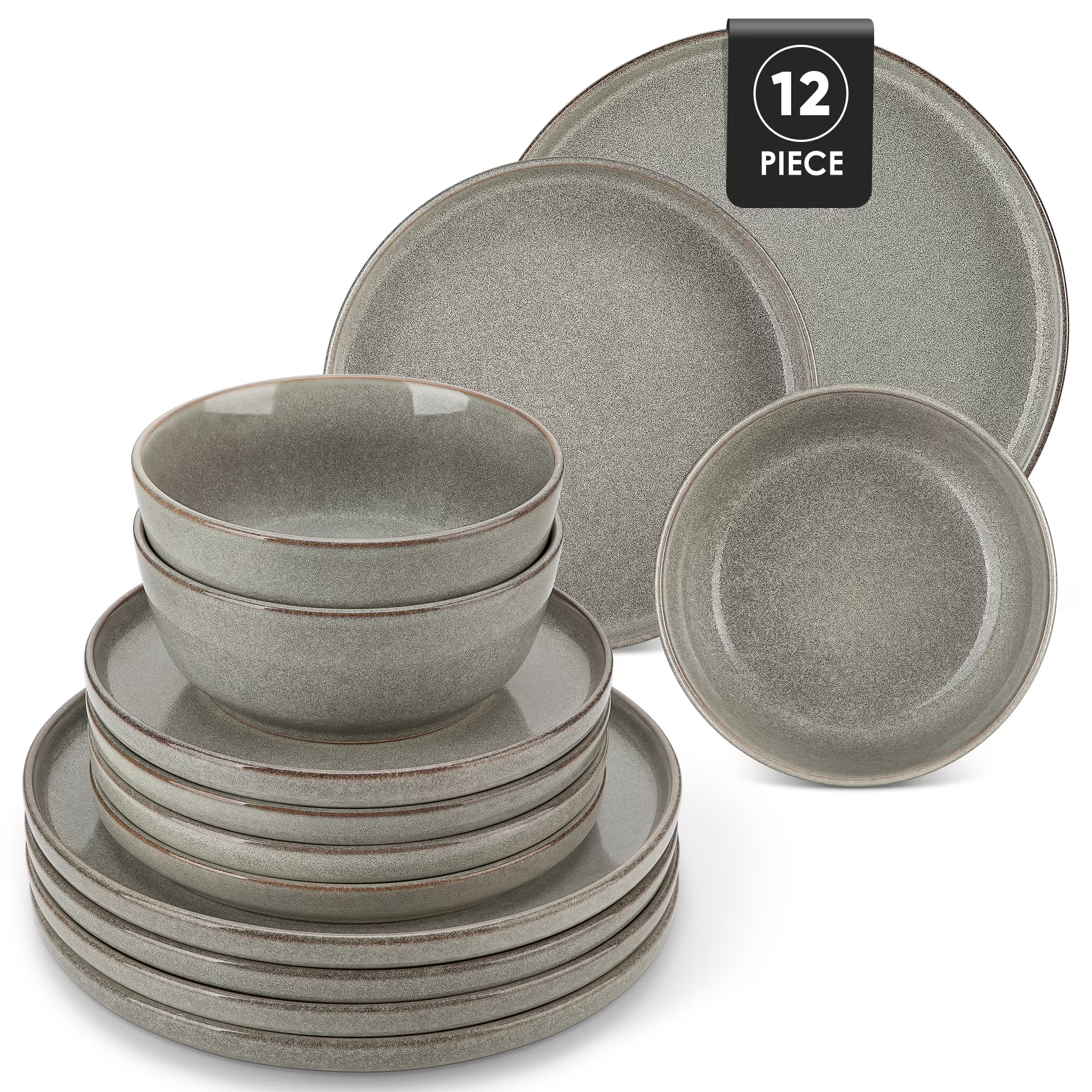 Malacasa Dinnerware Sets, Stoneware Plates and Bowls Set, Tableware Dishwasher Microwave Safe, Serves For 4 people, Caramel color