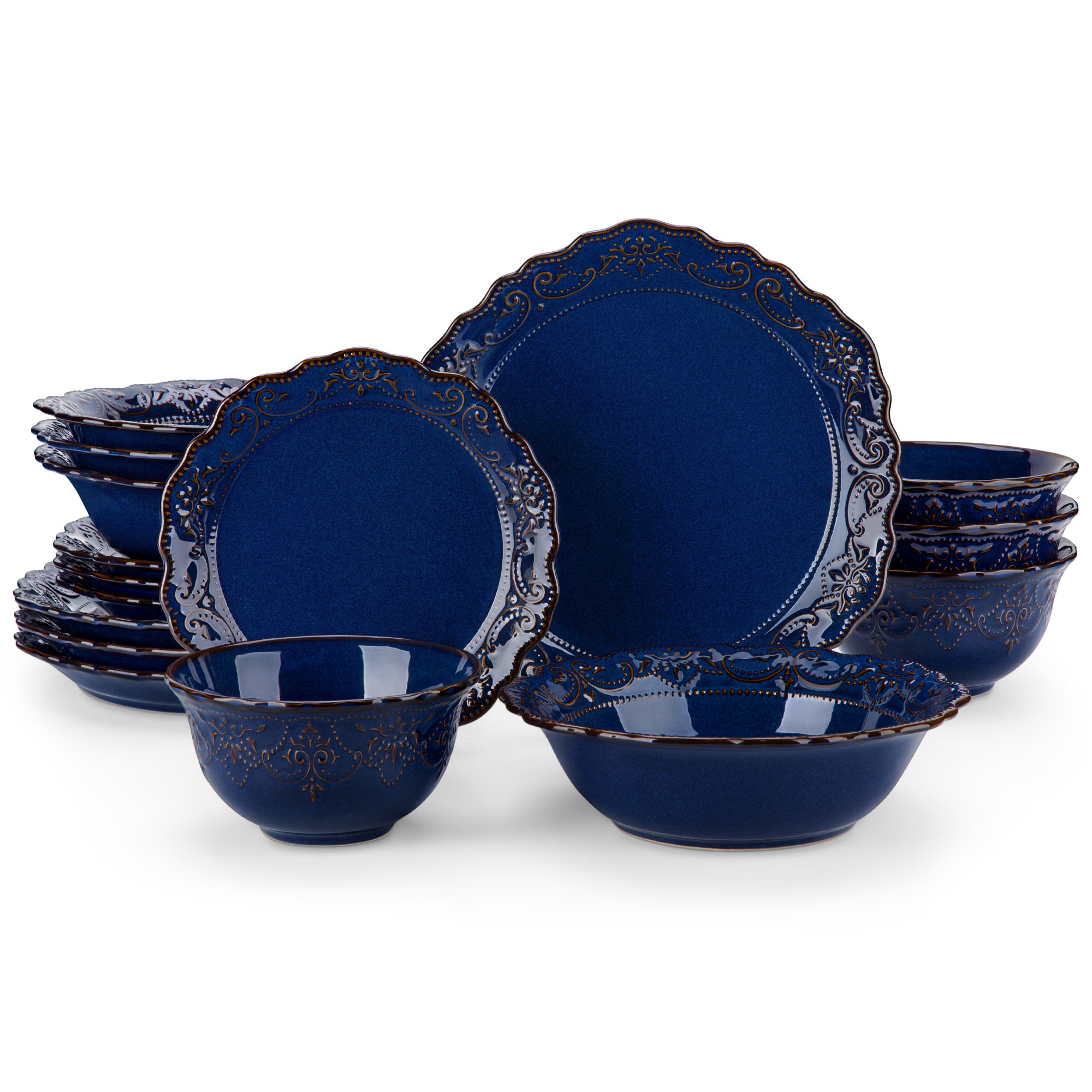 vancasso 16 pcs Dinnerware Sets, Plates and Bowls Set for 4, Stoneware Dinner Set, White