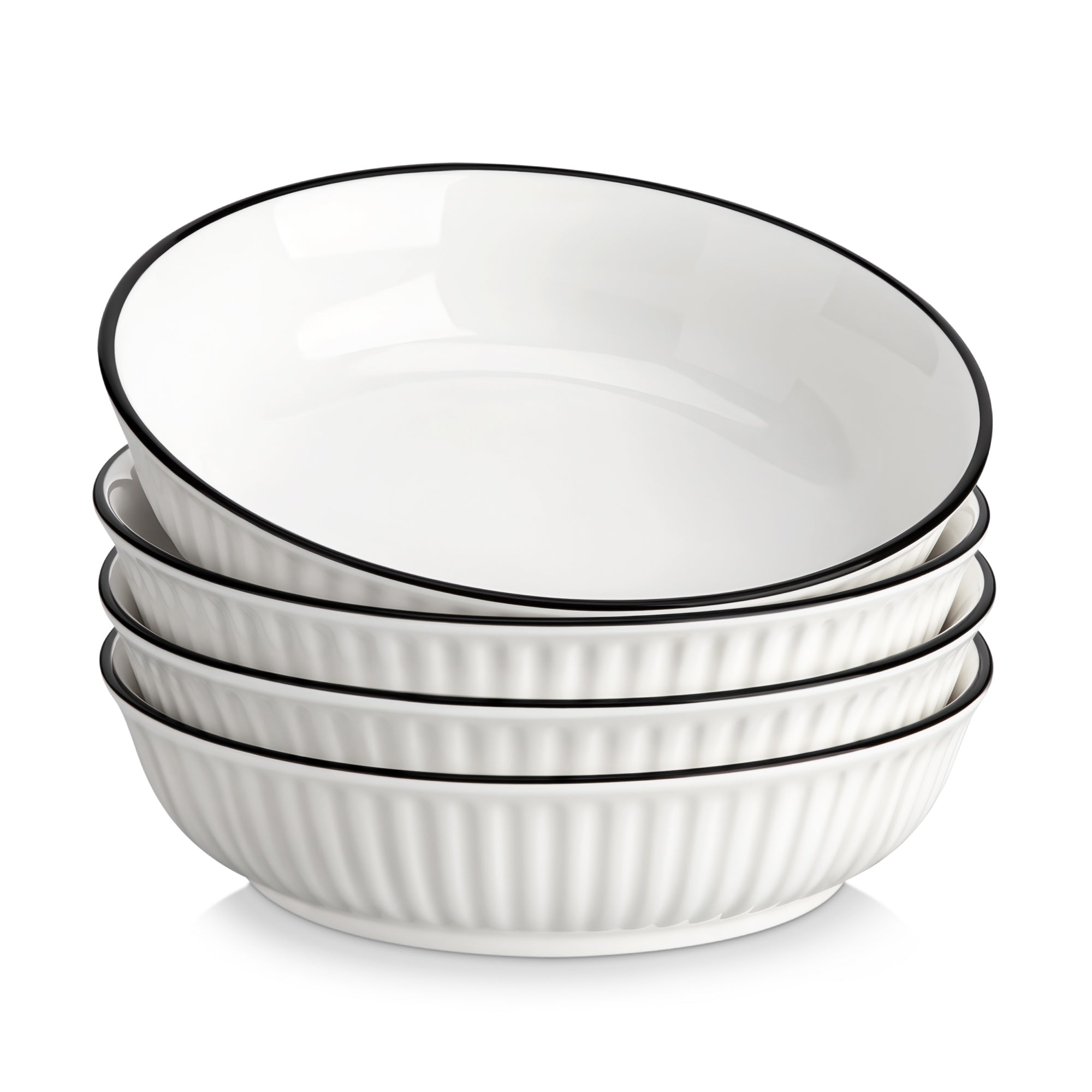 Malacasa Pasta Bowls, 34 oz Ceramic Salad Bowls Set of 4, Large Kitchen Bowls Set for Serving Soup, Pasta, Dinner, Microwave Dishwasher Safe