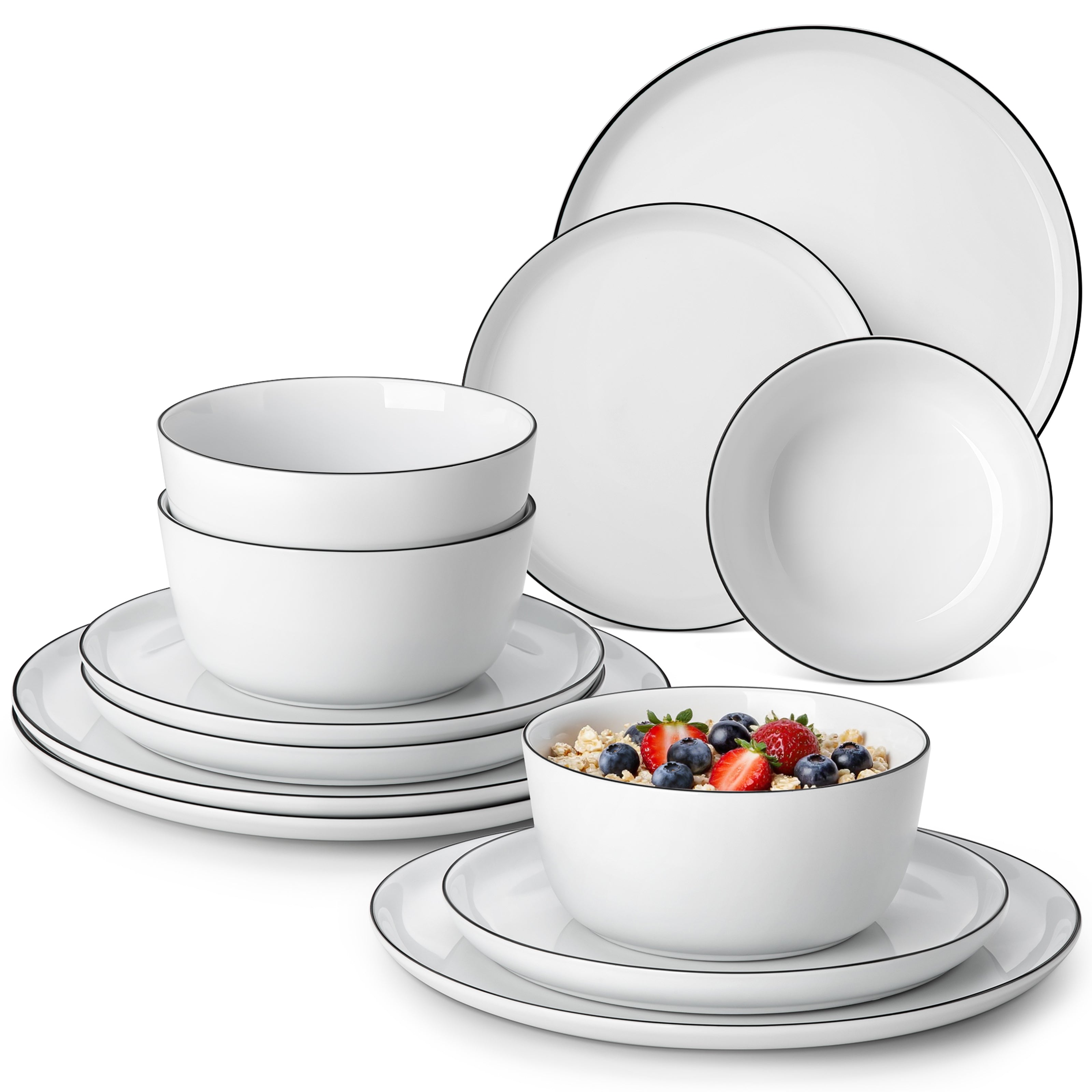 Vancasso LEXI-BT Ceramic Dinnerware Set, Glossy Glazed Plates and Bowls Sets
