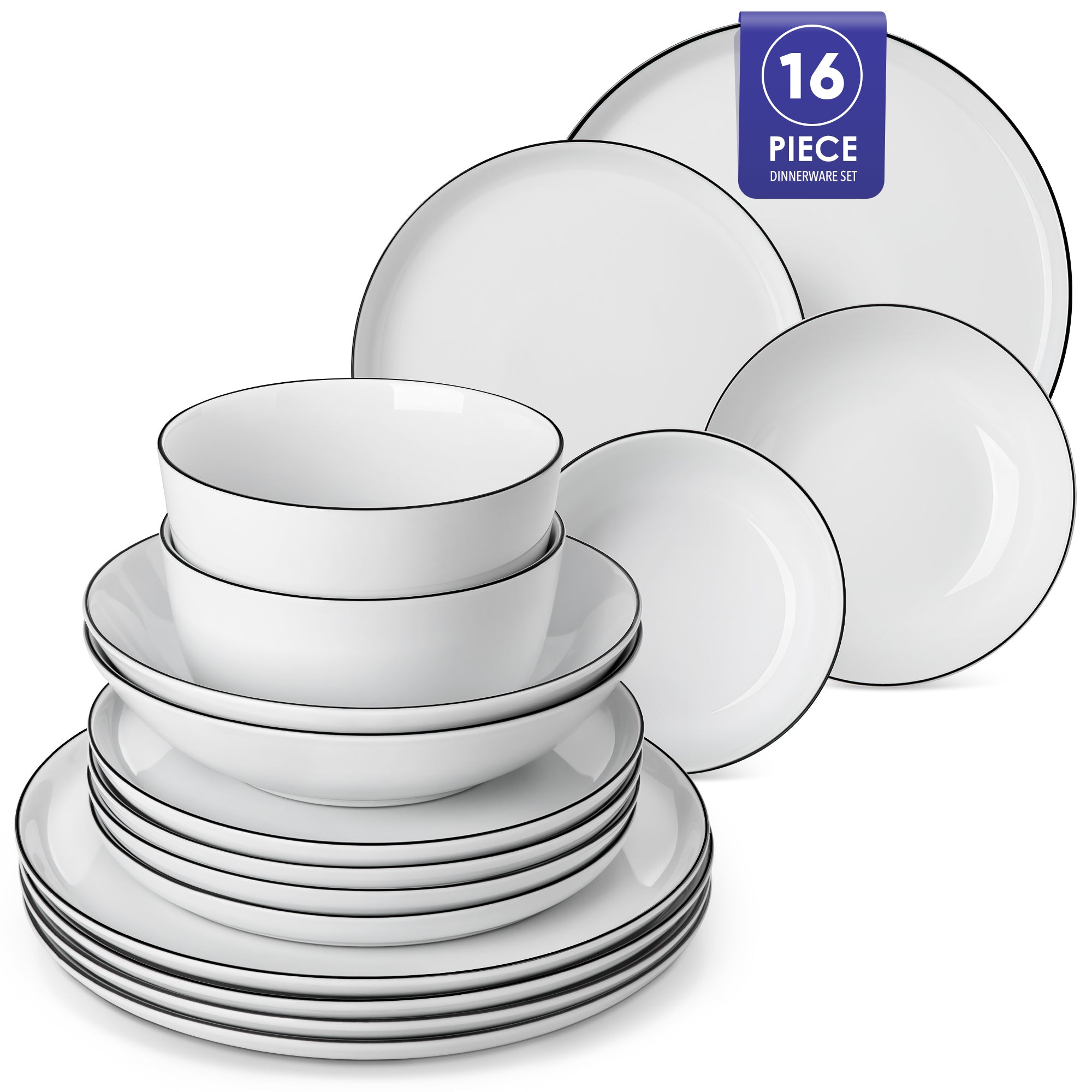 Vancasso LEXI-BT Ceramic Dinnerware Set, Glossy Glazed Plates and Bowls Sets