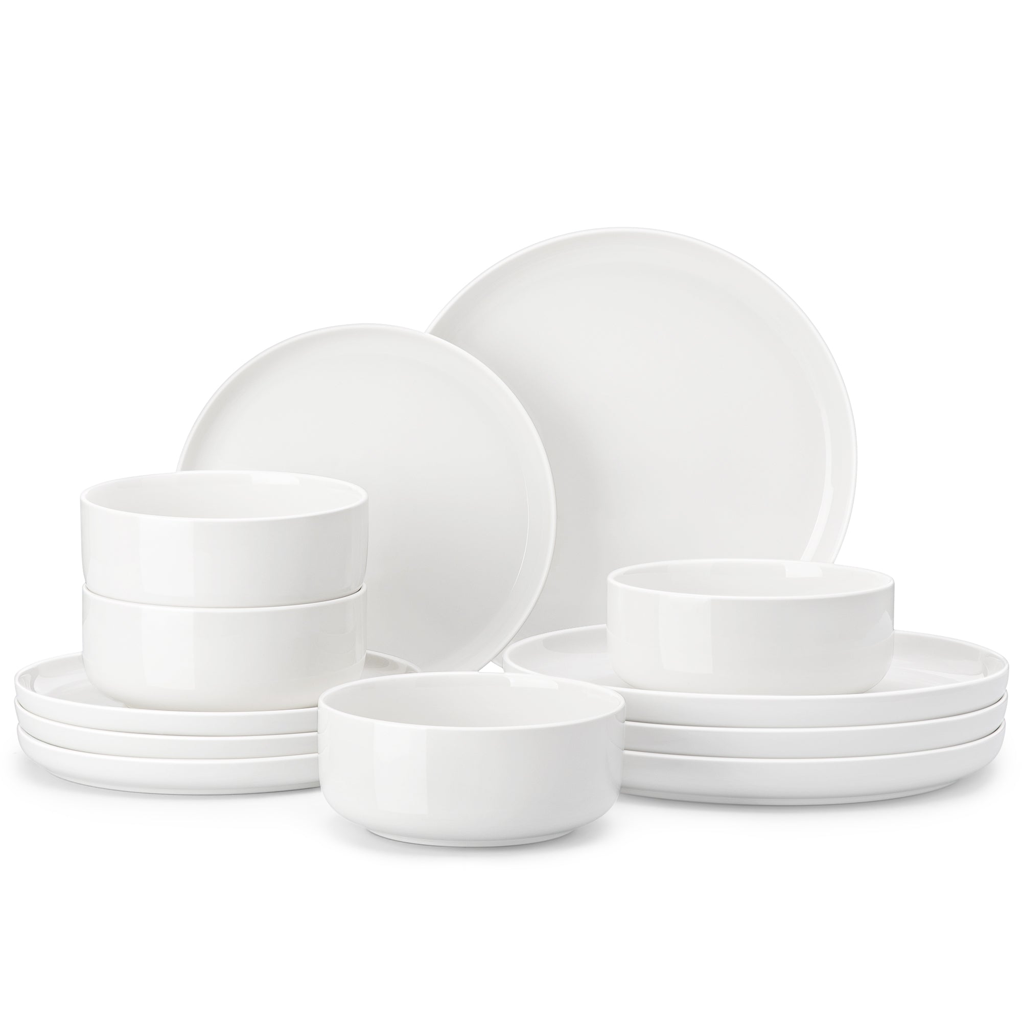 vancasso 12 pcs Dinnerware Sets, Plates and Bowls Set for 4, Ceramic Dinner Set, White