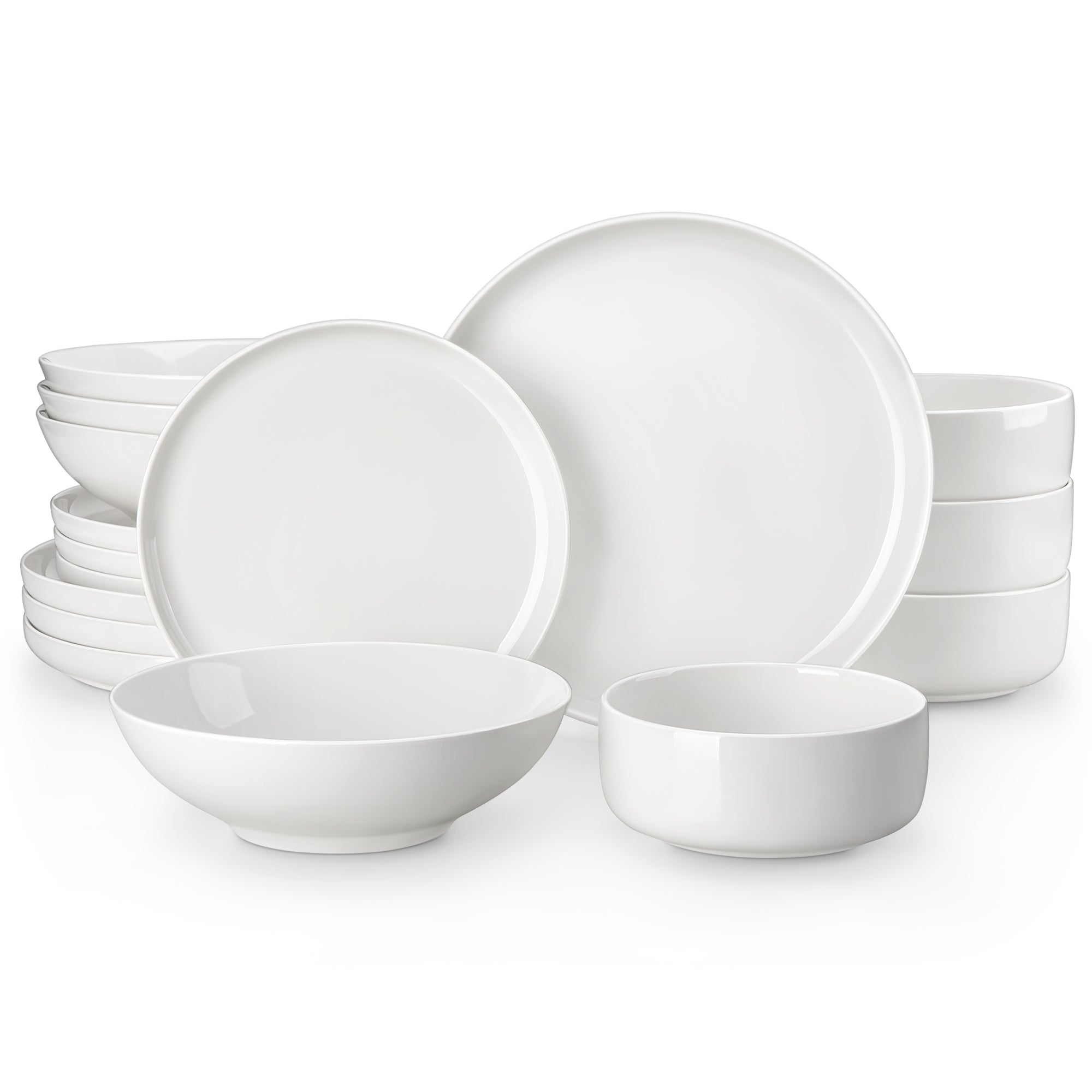 vancasso 16 pcs Dinnerware Sets, Plates and Bowls Set for 4, Porcelain Dinner Set, White