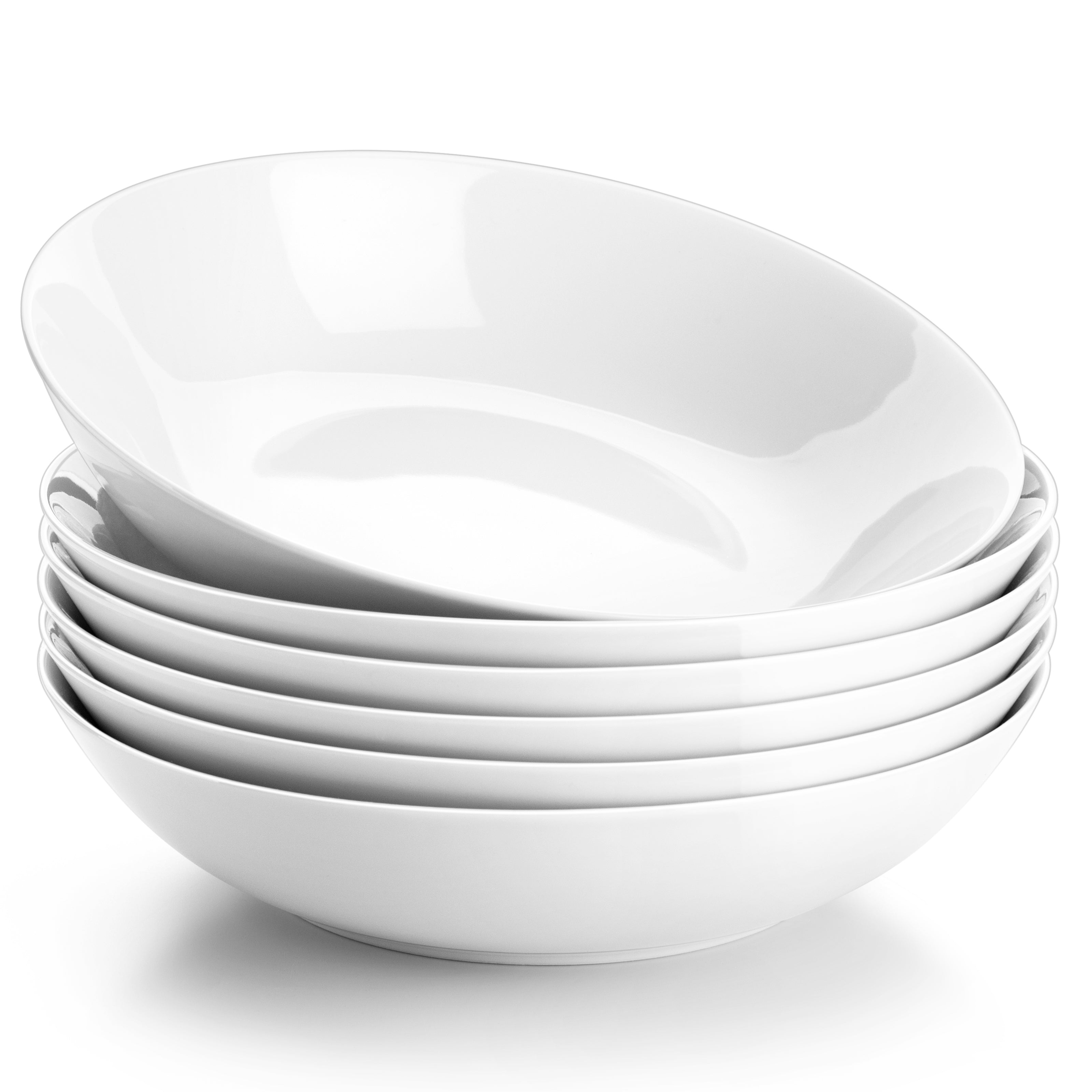 vancasso Pasta Bowls, Porcelain Salad Bowls Set of 6, Large White Serving Bowls, Soup Bowls, 30oz