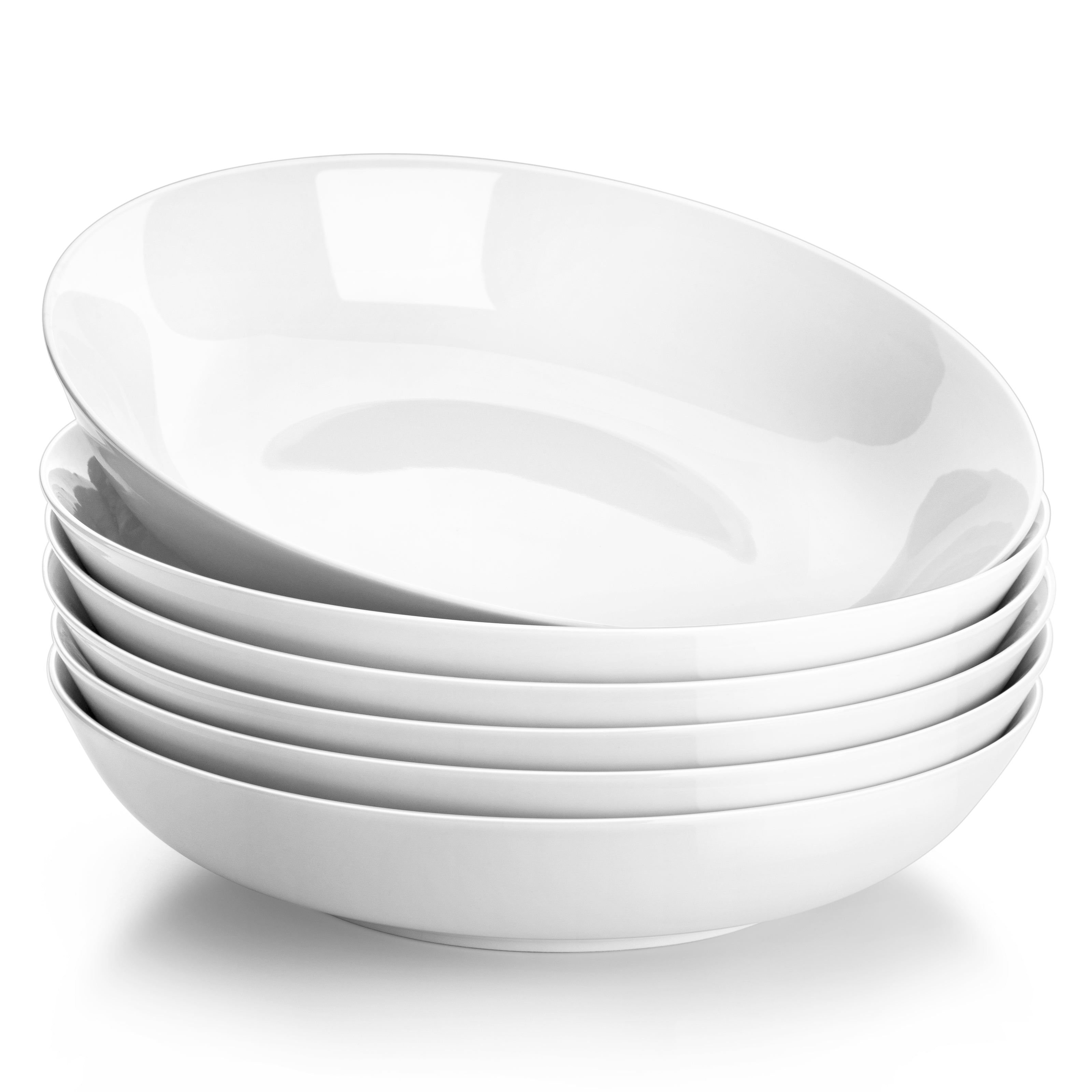 vancasso Pasta Bowls, Porcelain Salad Bowls Set of 6, Large White Serving Bowls, Soup Bowls, 30oz