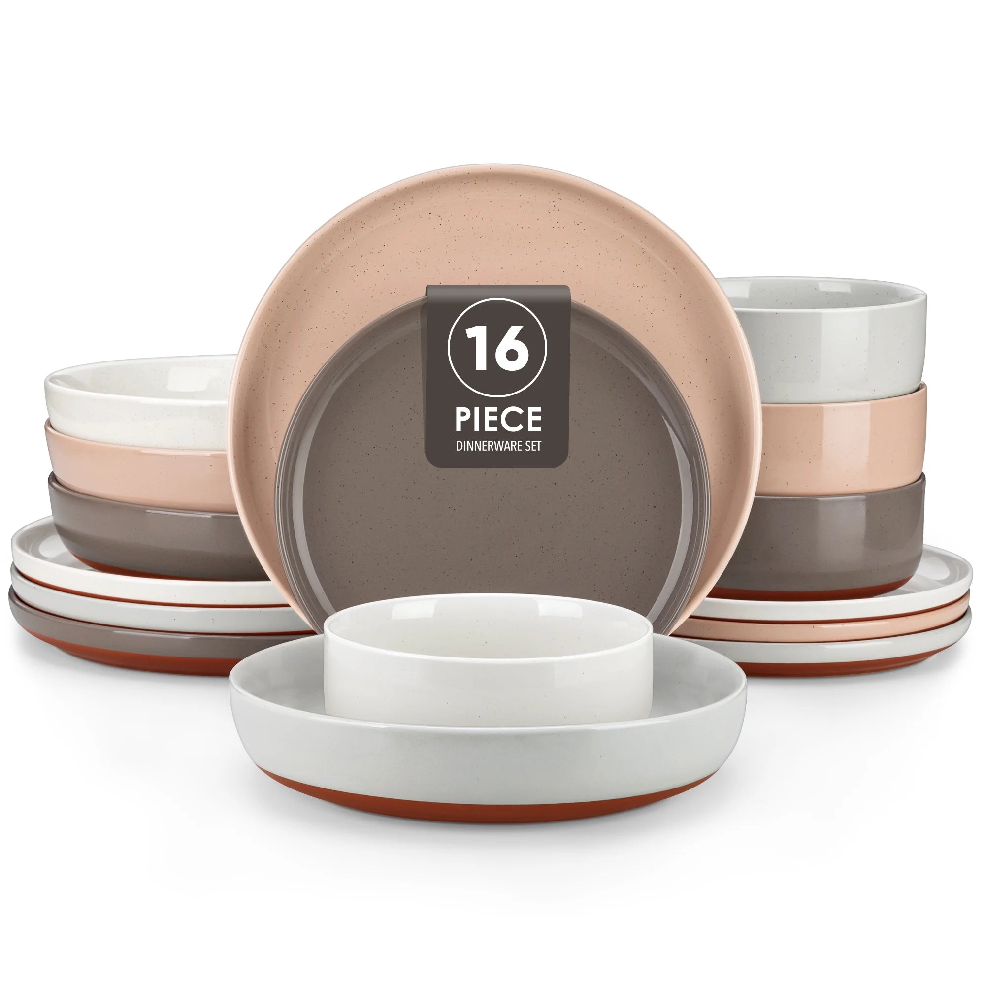 Vancasso 16 Piece Dinnerware Sets, Sesame Glaze Design Set of Dishes, Dishwasher and Microwave Safe Dinner Set for 4, Multicolor