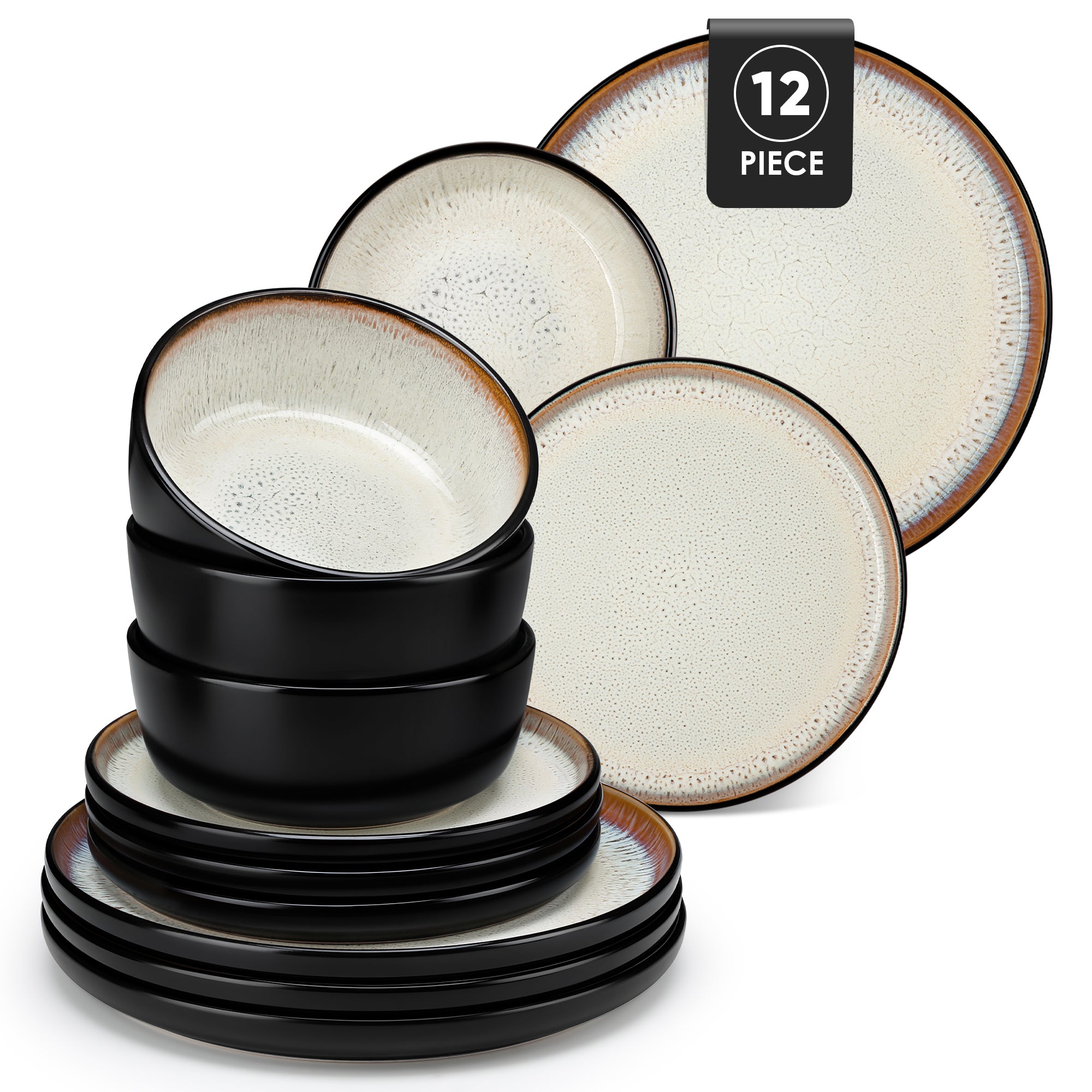 Malacasa Dinnerware Sets For 4, Stoneware Plates and Bowls Set, dinner set, Tableware Dishwasher Microwave Safe, Yellow