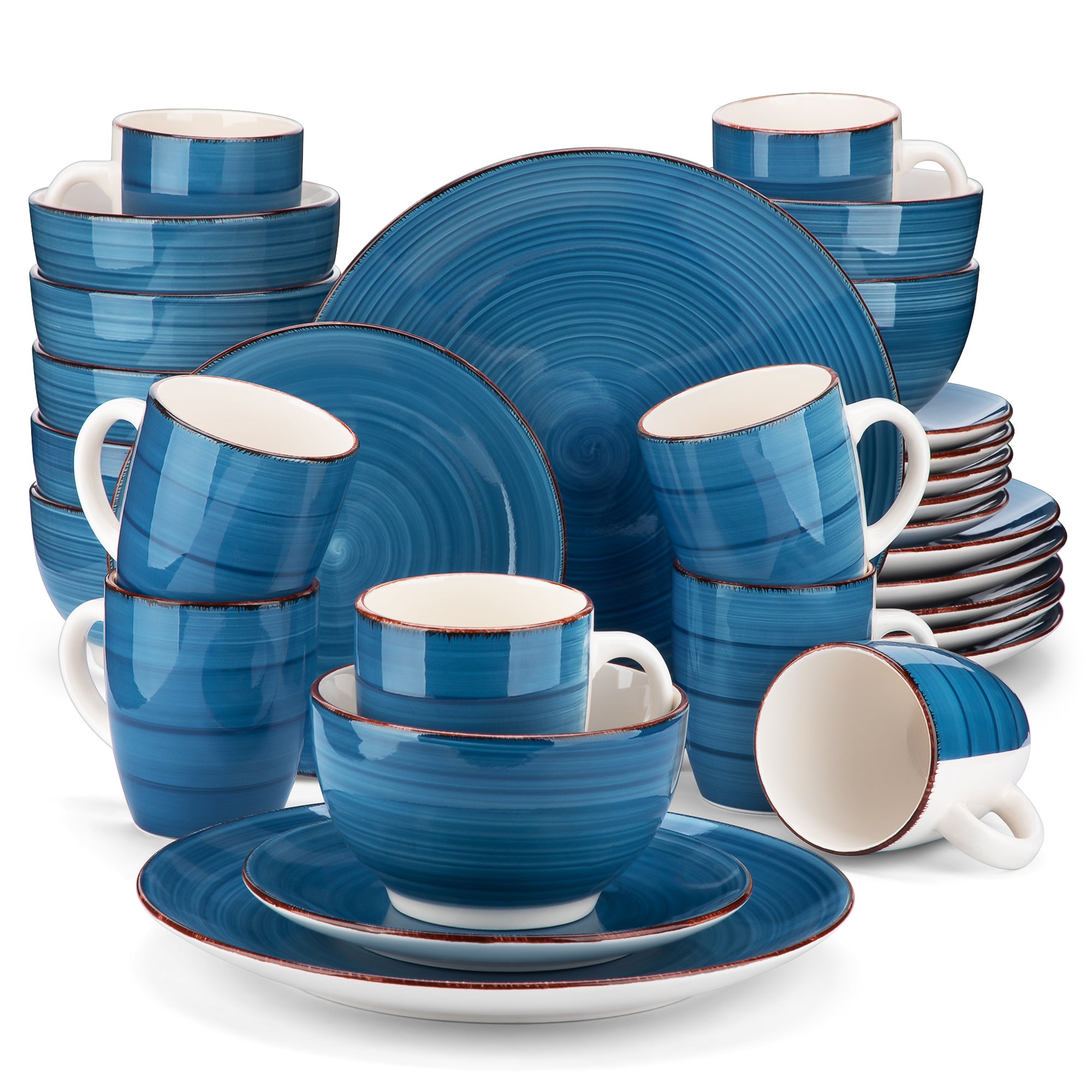 Vancasso, 16 Pcs Stoneware Dinnerware Set, Blue Dinner Set, Service for 4, Series Bella