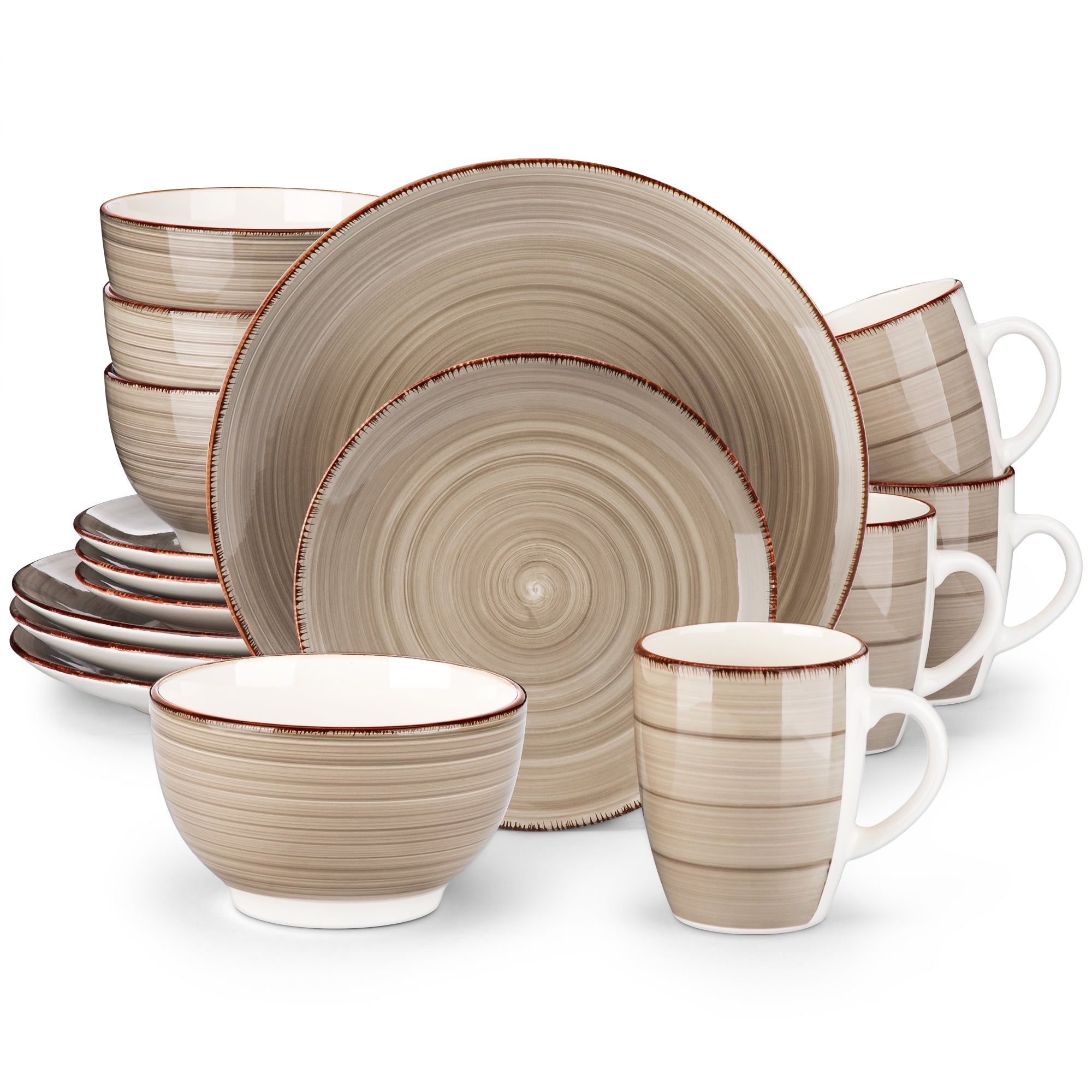 Vancasso, 16 Piece Stoneware Dinnerware Set, Creme Dinner Set , Service for 4, Series Bella