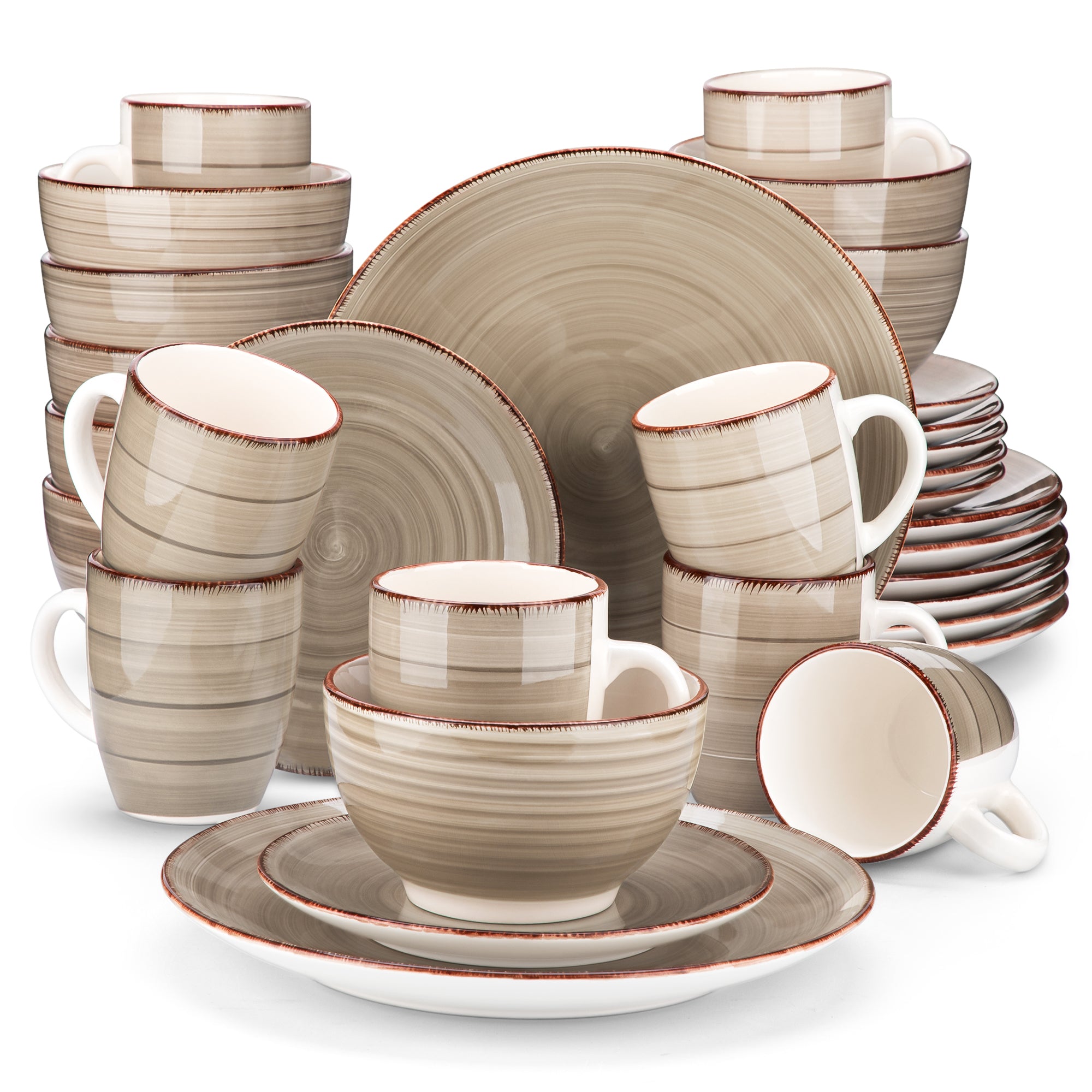 Vancasso, 32 Piece Stoneware Dinnerware Set, Creme Dinner Set , Service for 8, Series Bella