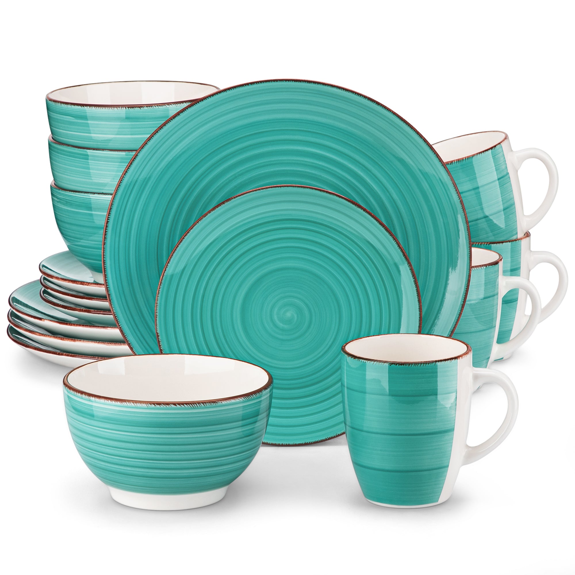 Vancasso, 16 Piece Stoneware Dinnerware Set, Green Dinner Set, Service for 4, Series Bella