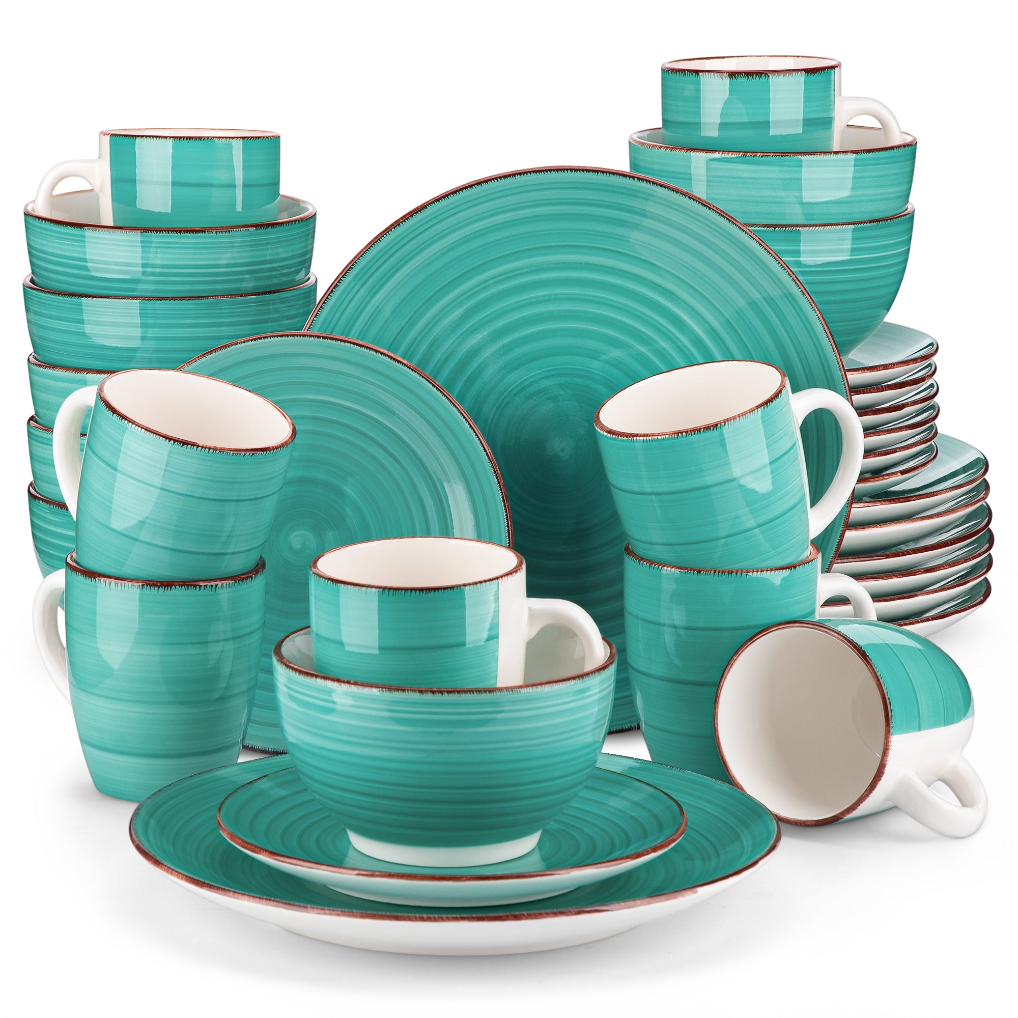 Vancasso, 32 Piece Stoneware Dinnerware Set, Green Dinner Set, Service for 8, Series Bella