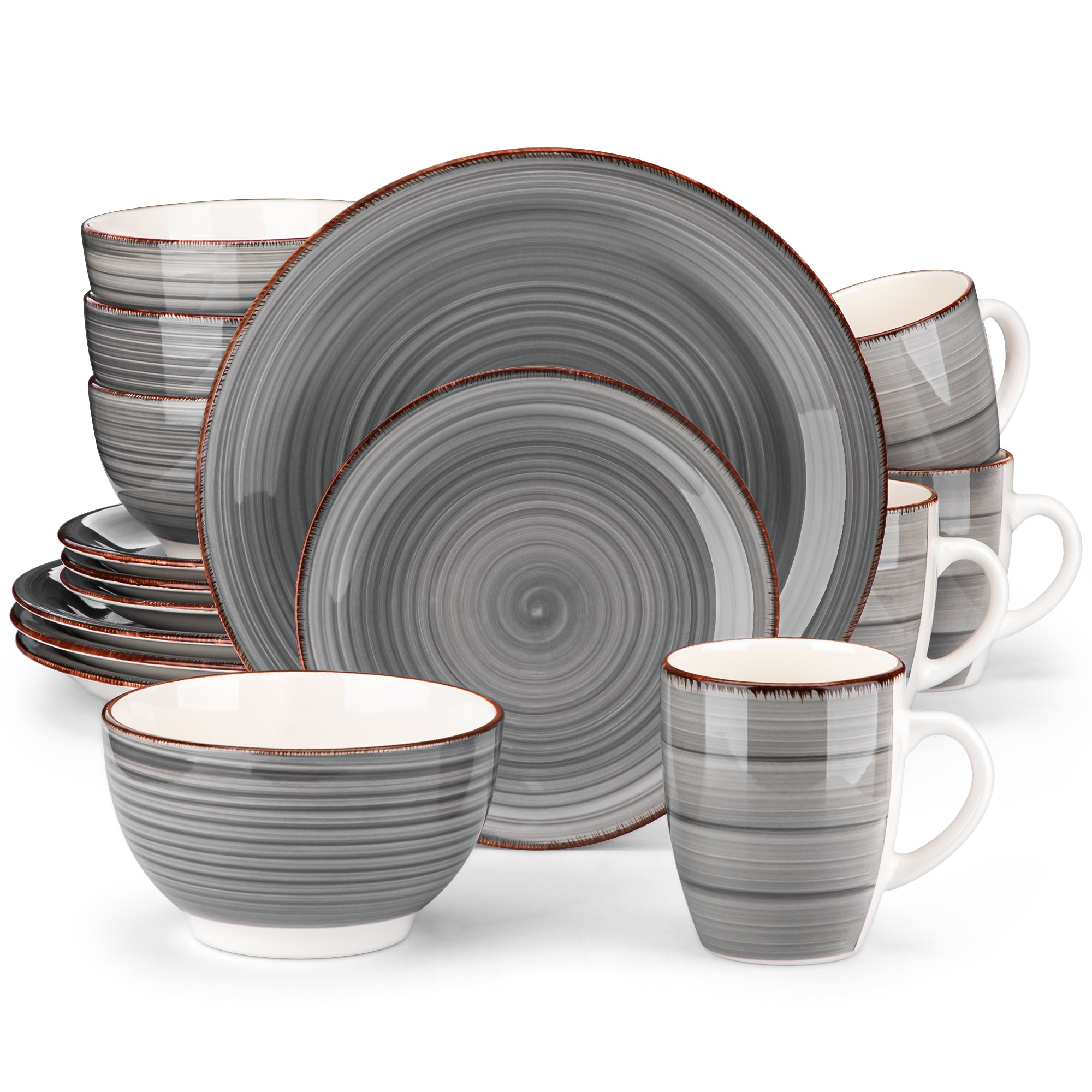 Vancasso, 16 Pcs Stoneware Dinnerware Set, Blue Dinner Set, Service for 4, Series Bella