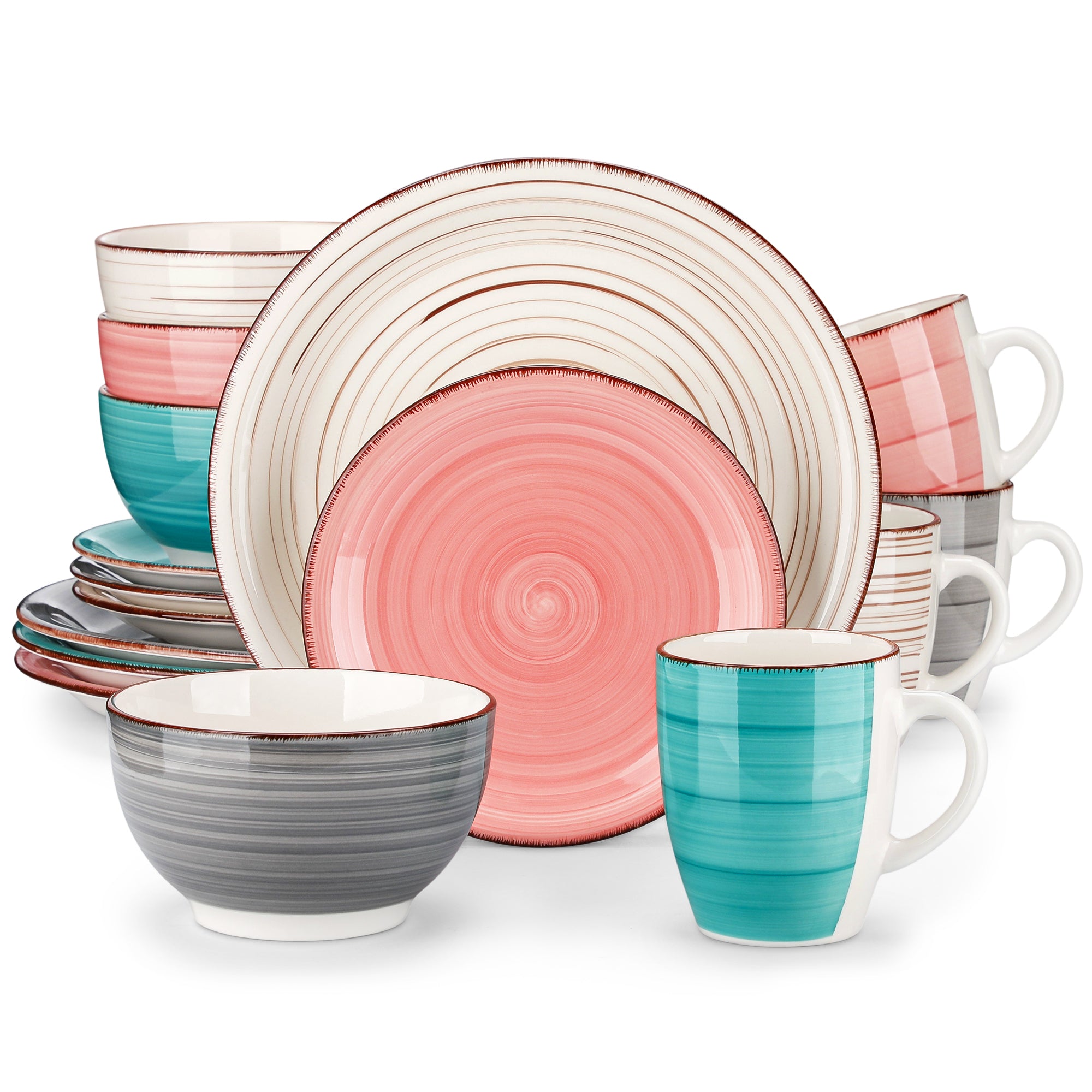 Vancasso, 16 Piece Stoneware Dinnerware Set, Colourful Dinner Set, Service for 4, Series Bella