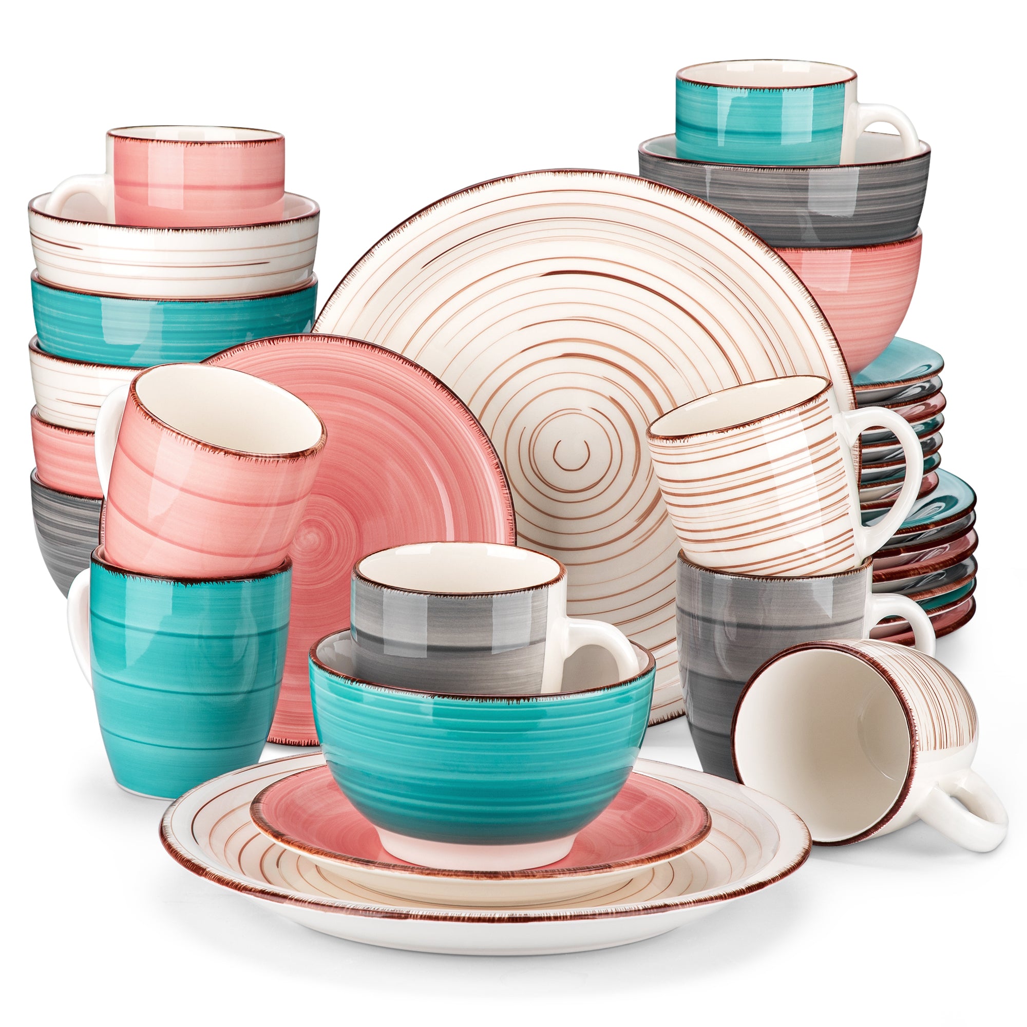 Vancasso, 16 Pcs Stoneware Dinnerware Set, Blue Dinner Set, Service for 4, Series Bella