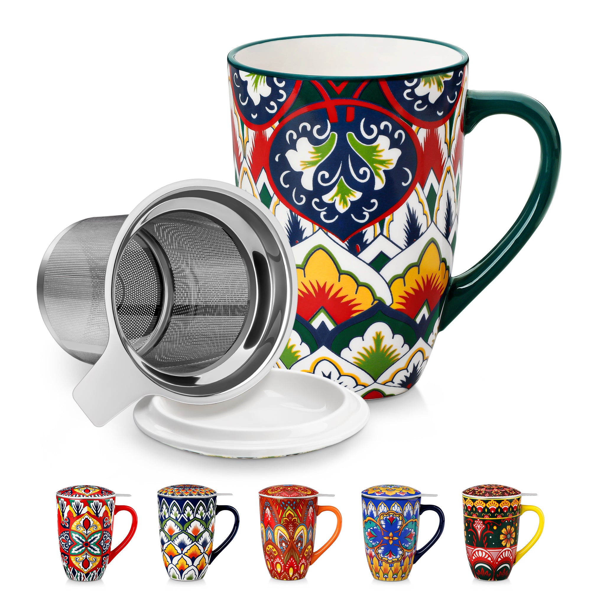 Vancasso Tea Mug with Infuser and Lid, 18 oz Loose Leaf Tea Cup with Strainer, Large Coffee Mug for Tea, Coffee, Microwave & Dishwasher Safe
