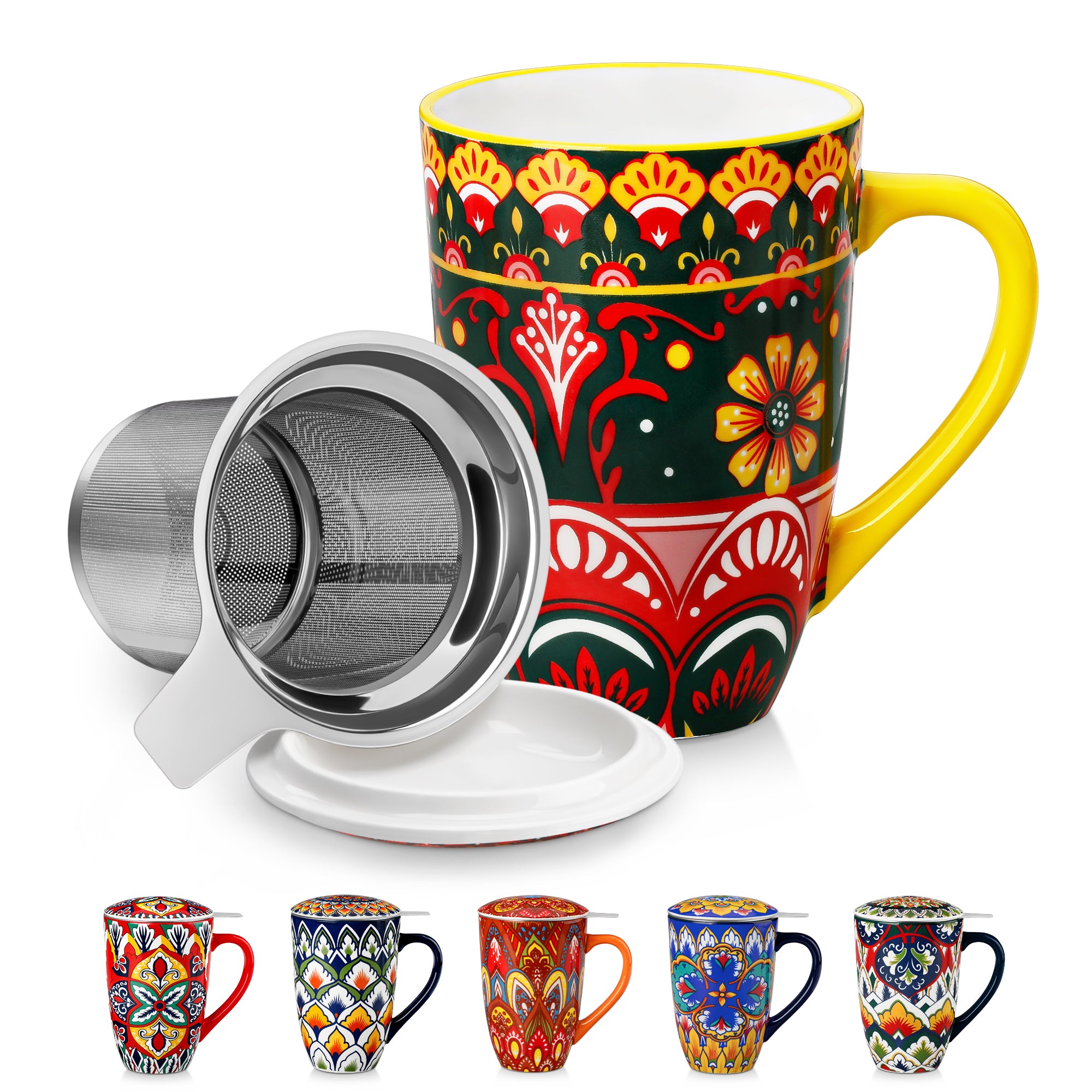 Vancasso Tea Mug with Infuser and Lid, 18 oz Loose Leaf Tea Cup with Strainer, Large Coffee Mug for Tea, Coffee, Microwave & Dishwasher Safe