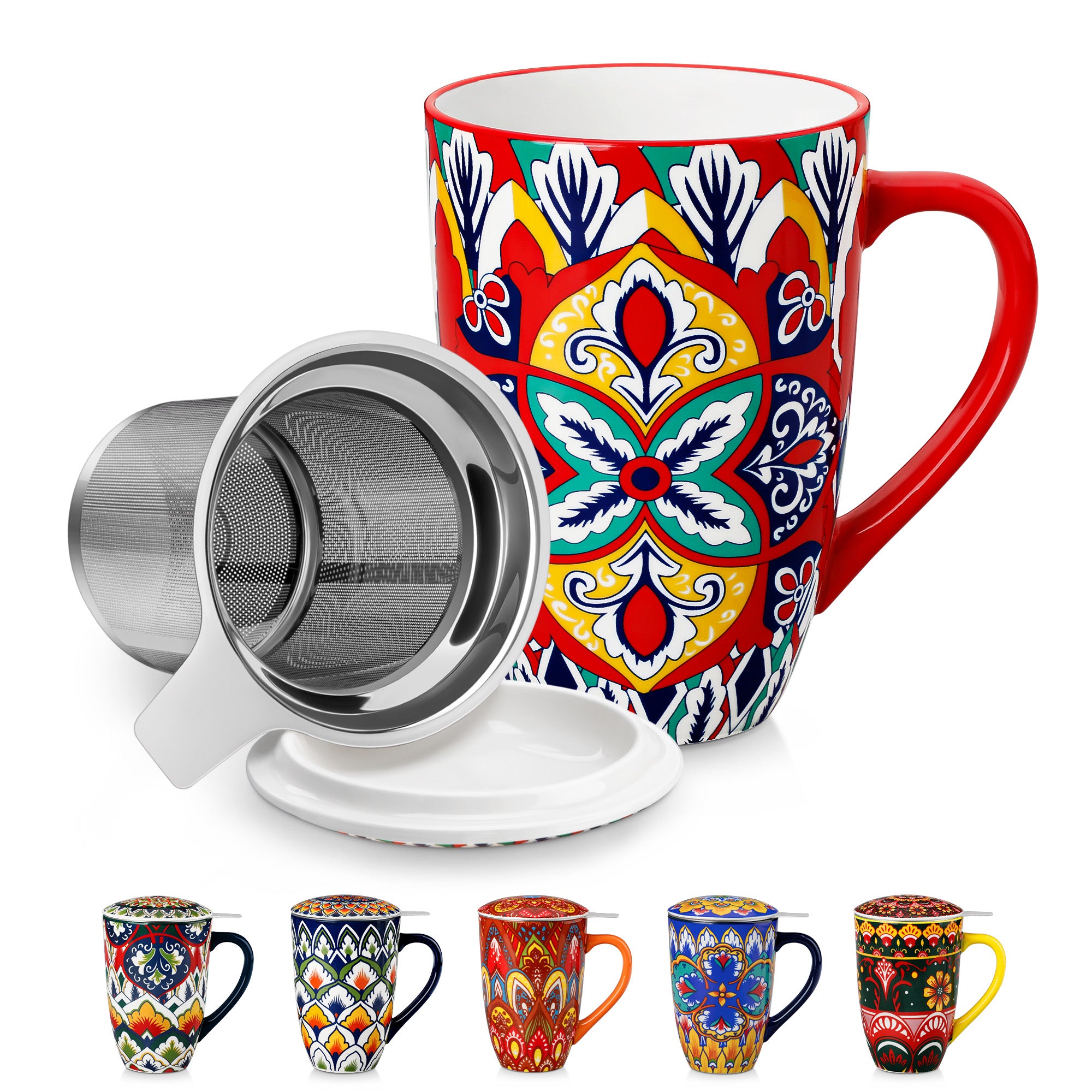 Vancasso Tea Mug with Infuser and Lid, 18 oz Loose Leaf Tea Cup with Strainer, Large Coffee Mug for Tea, Coffee, Microwave & Dishwasher Safe
