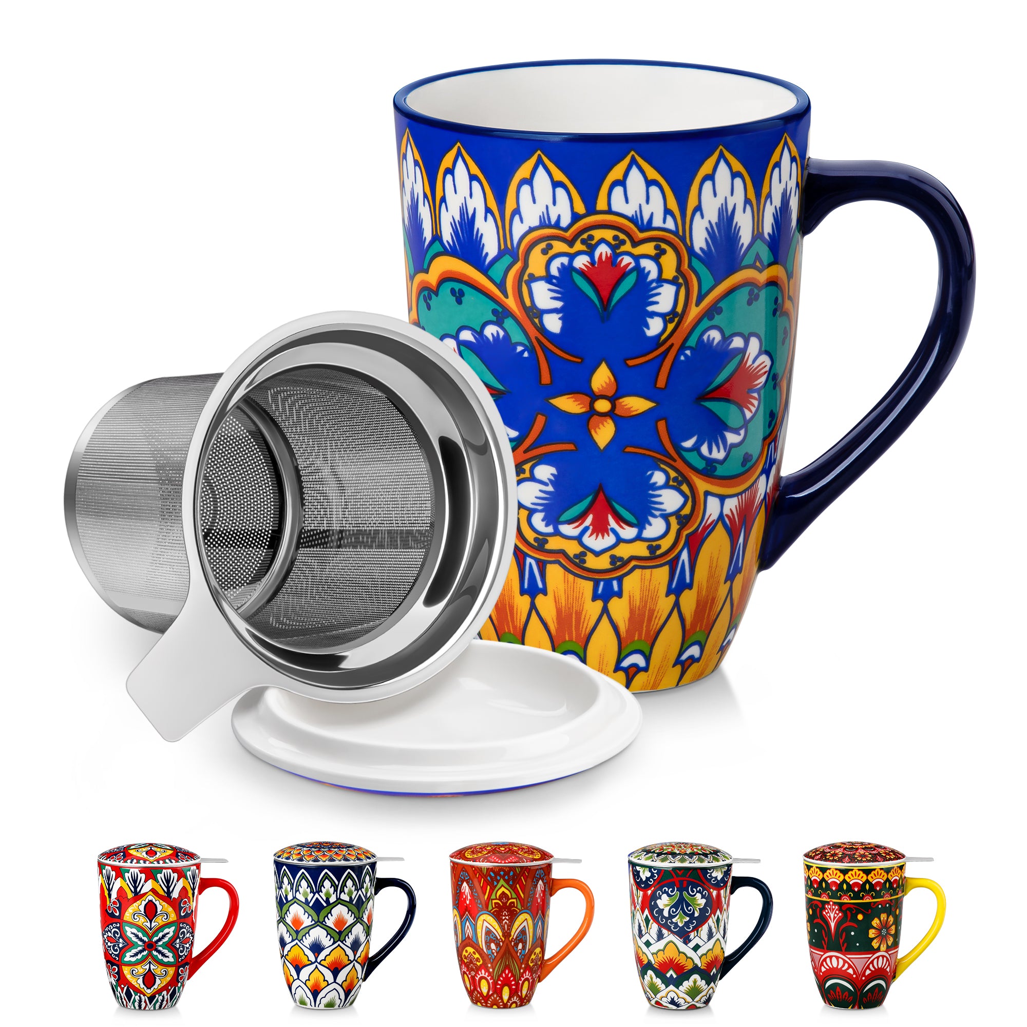 Vancasso Tea Mug with Infuser and Lid, 18 oz Loose Leaf Tea Cup with Strainer, Large Coffee Mug for Tea, Coffee, Microwave & Dishwasher Safe