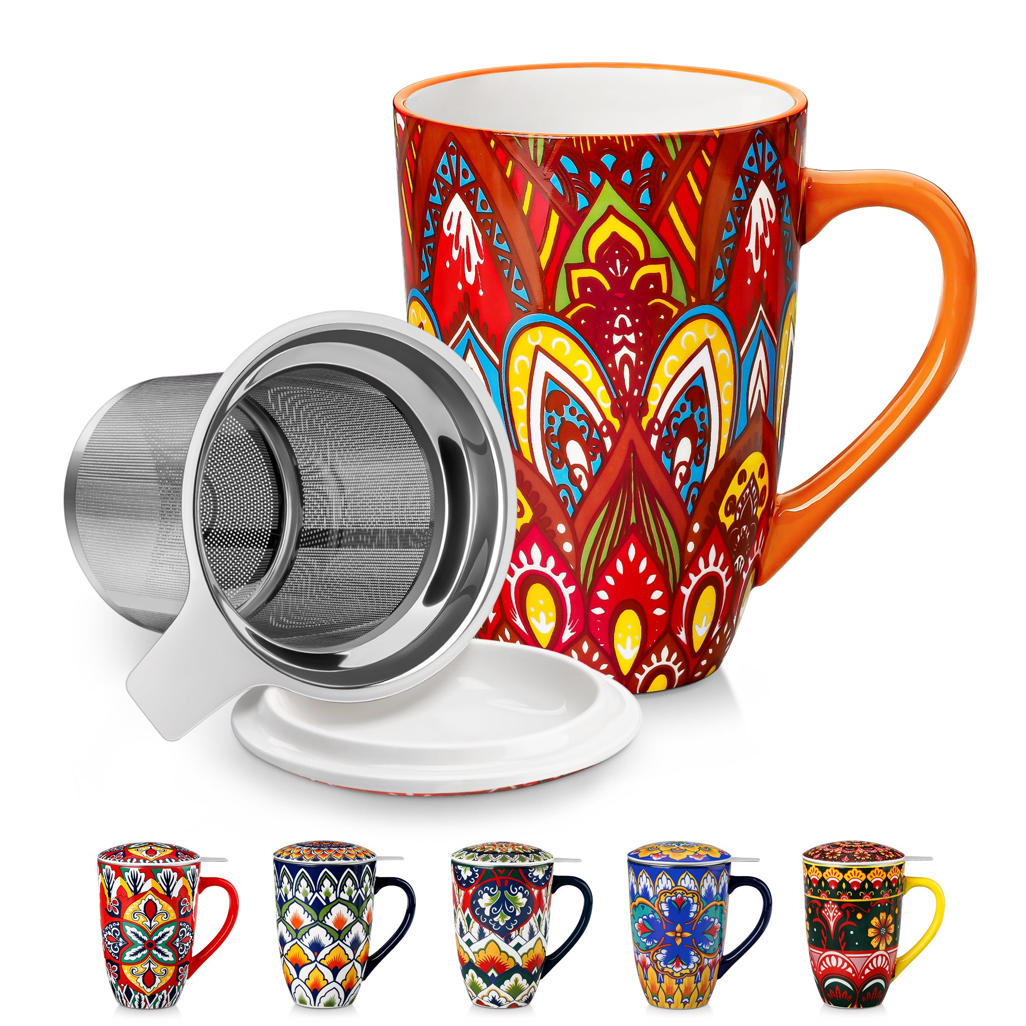 Vancasso Tea Mug with Infuser and Lid, 18 oz Loose Leaf Tea Cup with Strainer, Large Coffee Mug for Tea, Coffee, Microwave & Dishwasher Safe