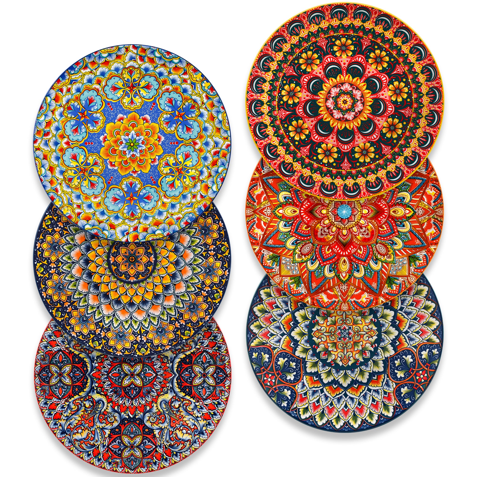 vancasso Ceramic Dinner Plates Set of 6,10.5 Inch Reactive Glaze Porcelain Plates, Colorful Bohemian Style Dinnerware Dishes Set for Kitchen,Microwave&Dishwasher&Oven Safe, Scratch Resistant
