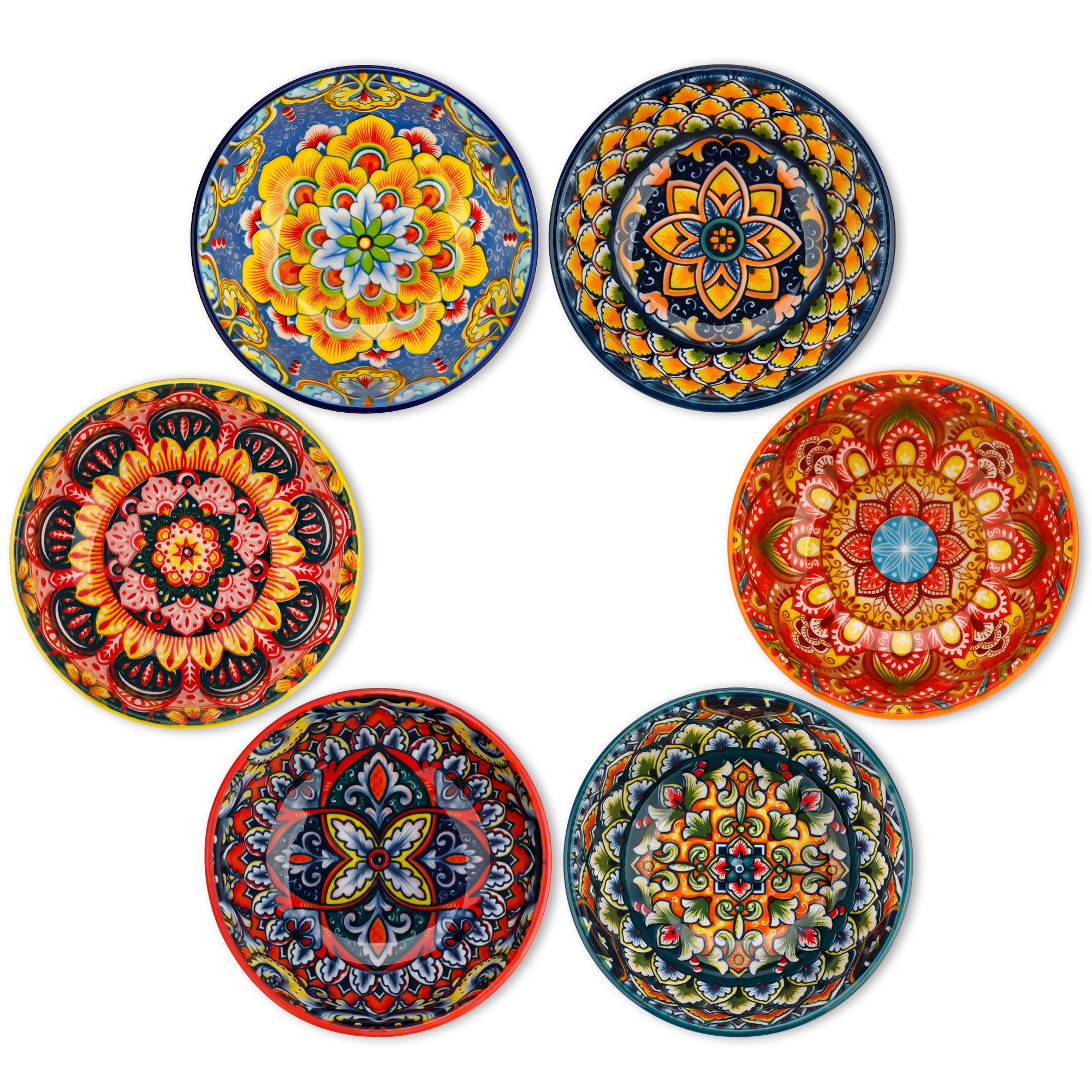 Vancasso Ceramic Dipping Sauce Bowls, Small 3 Inch Porcelain Condiment Dishes with Botanical Floral Pattern, Soy Sauce Pinch Bowl Prep Bowls, Microwave Dishwasher Safe, Series LUMI