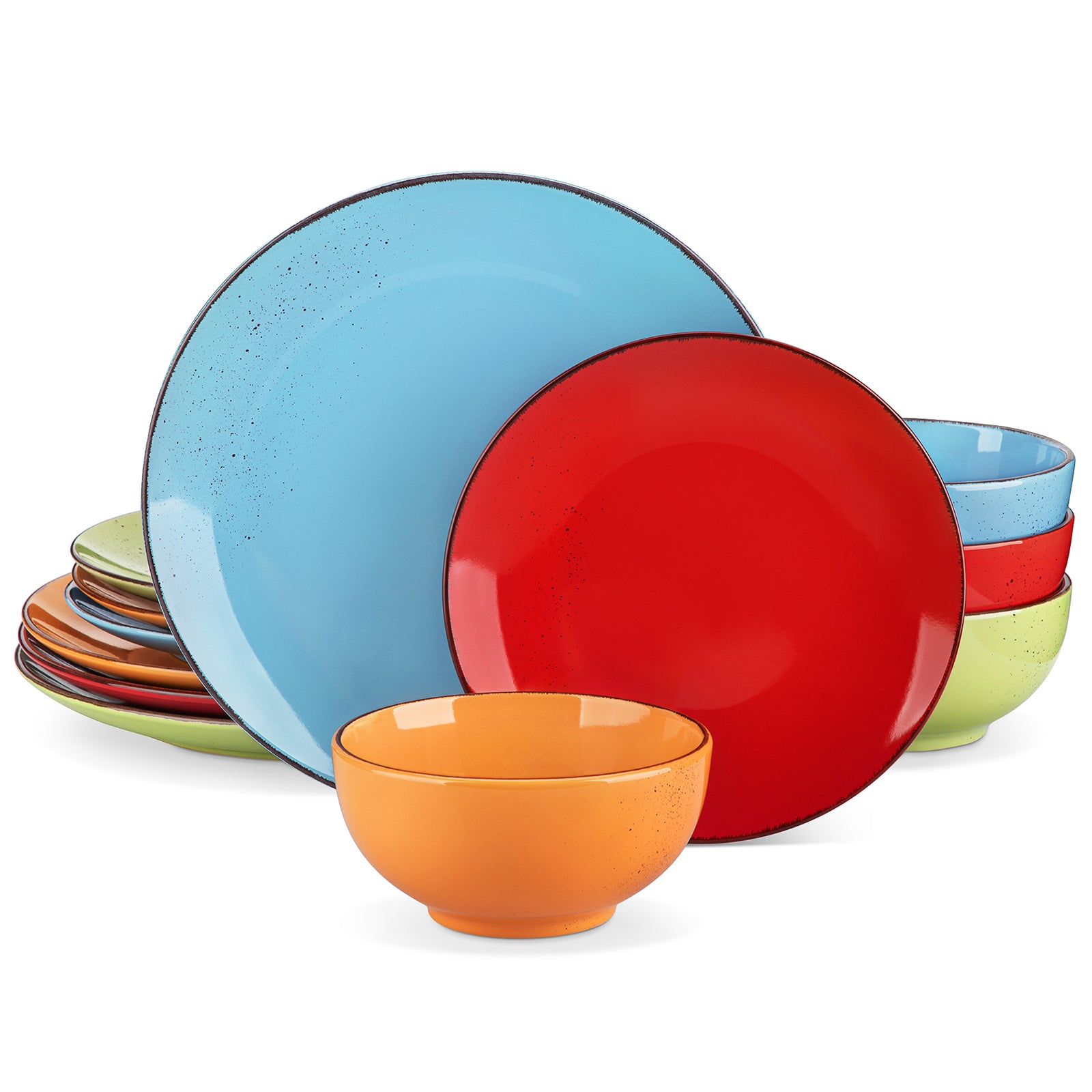 Malacasa 12 Pcs Dinnerware Sets, Ceramic Plates and Bowls Set