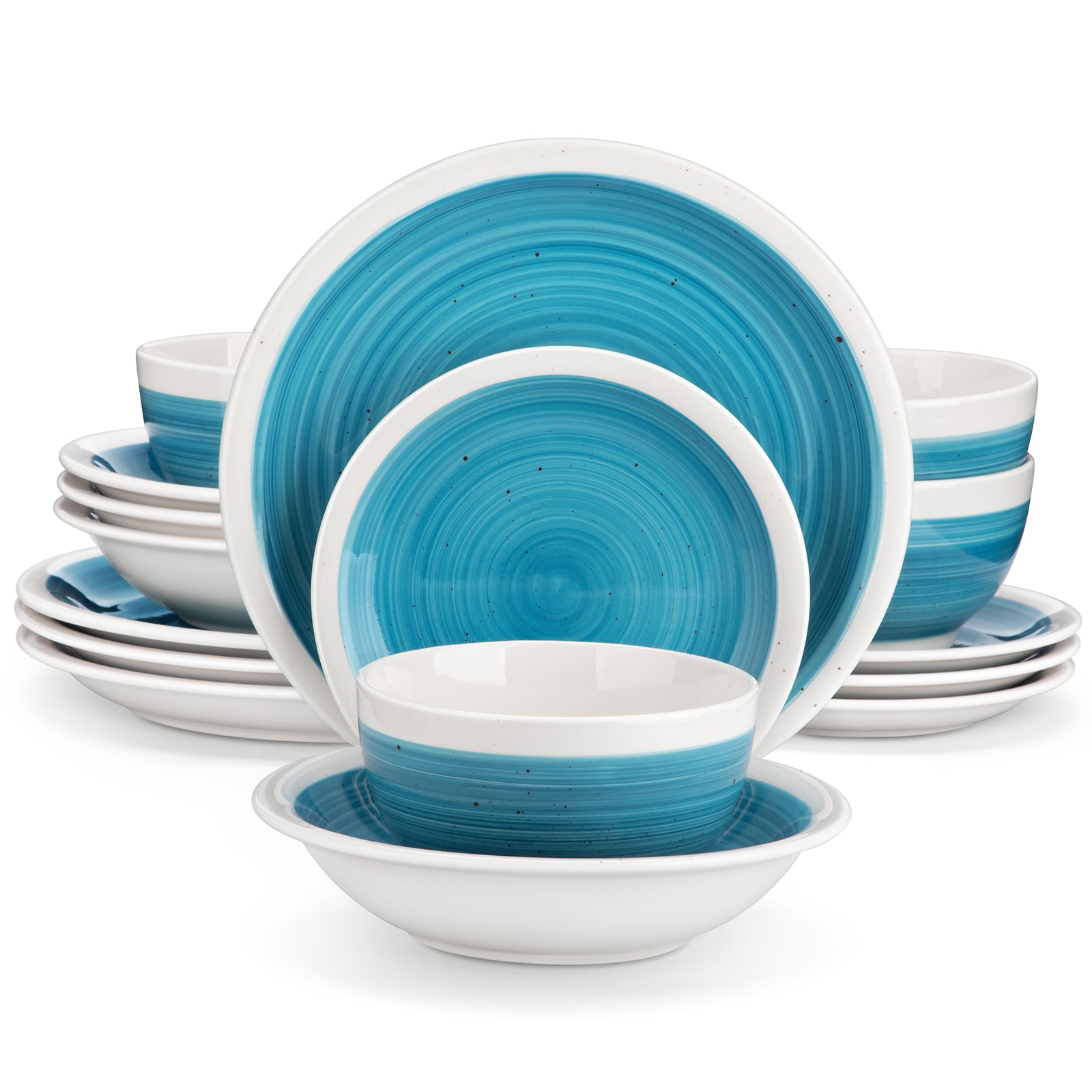 vancasso, Series ORI, 16-Piece Dinnerware Set, Stoneware Tableware Plate Set, Service for 4, Blue