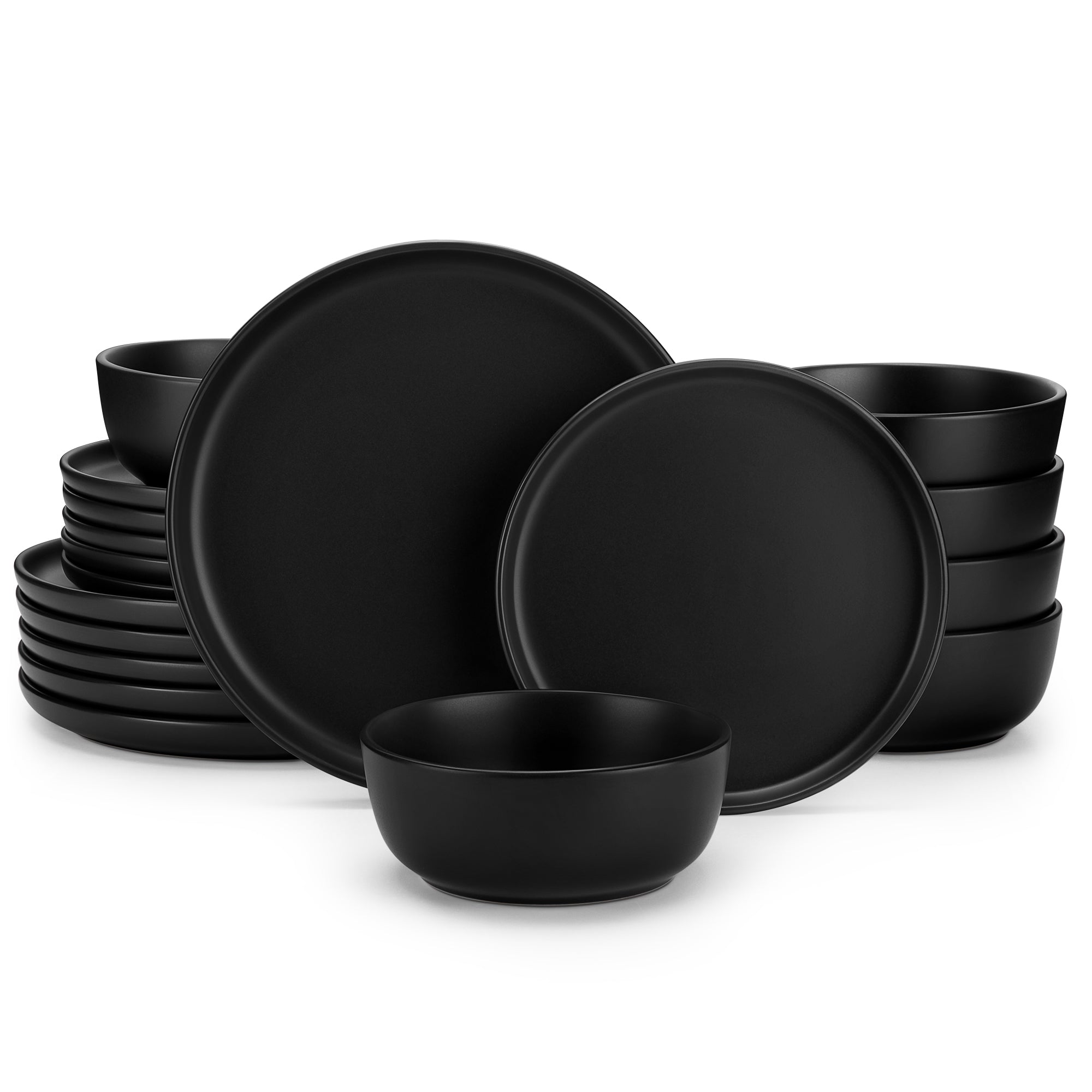 MALACASA 18 Piece Ceramic Dinnerware Set, Microwave and Dishwasher Safe, Stackable Plates and Bowls sets Service for 6