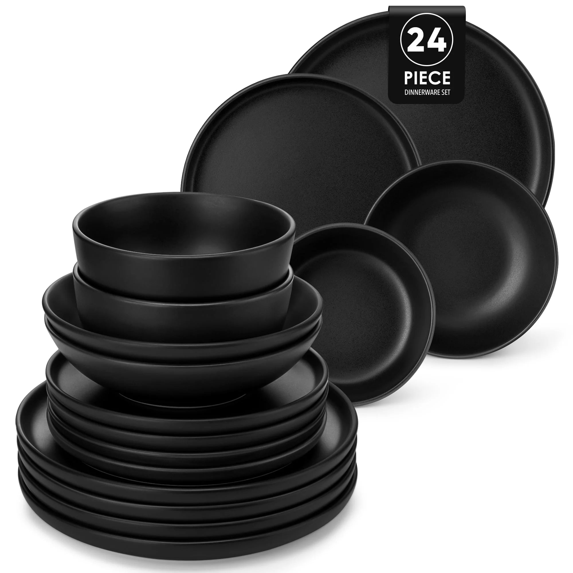 MALACASA Dinnerware Set, Stoneware Plates and Bowls Set for 6, 24 Piece Dishes Set, Blue