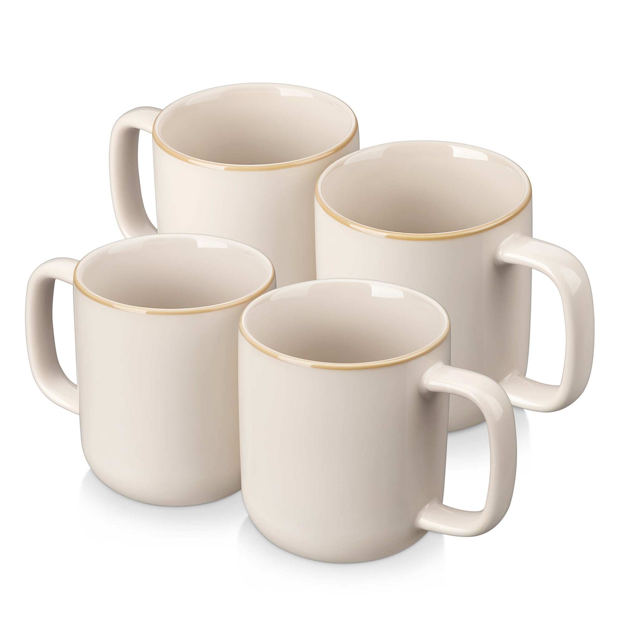 Malacasa Stoneware Coffee Mugs Set, 16 oz Coffee Cups Set of 4, Dishwasher & Microwave Safe, Beige