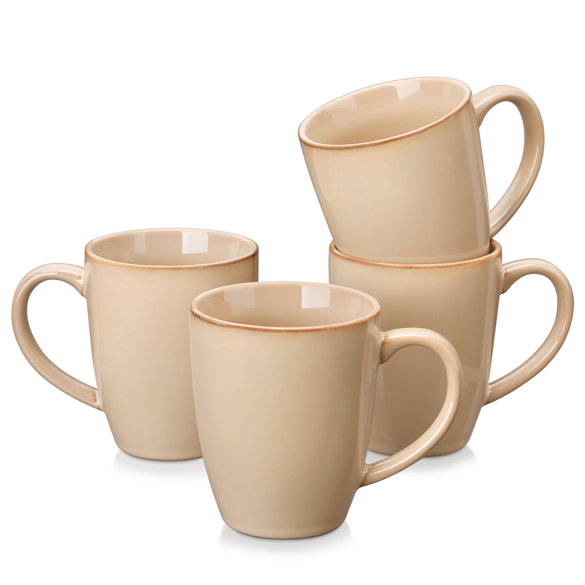 Malacasa Stoneware Coffee Mugs Set, 16 oz Coffee Cups Set of 4, Dishwasher & Microwave Safe, Brown