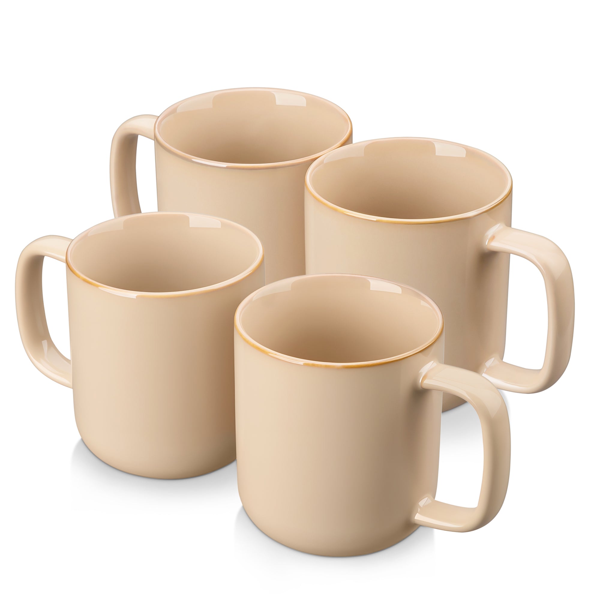 Malacasa Coffee Mugs Set of 4, 16oz Coffee Cup Set with Handle for Cocoa, Milk, Hot Chocolate, Tea, Water, Stoneware Cups for Kitchen, Microwave and Dishwasher Safe