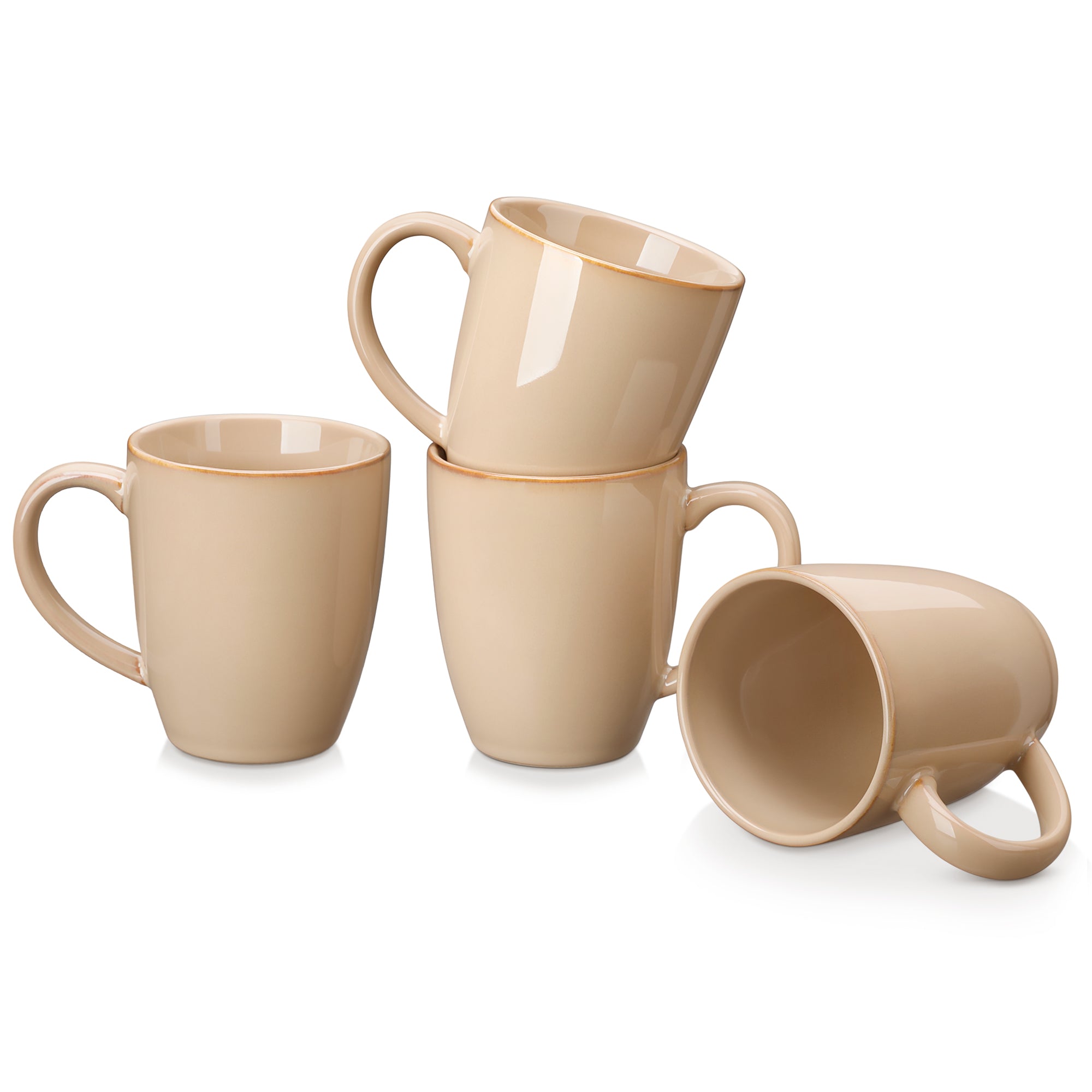 Malacasa Stoneware Coffee Mugs Set, 16 oz Coffee Cups Set of 4, Dishwasher & Microwave Safe, Brown