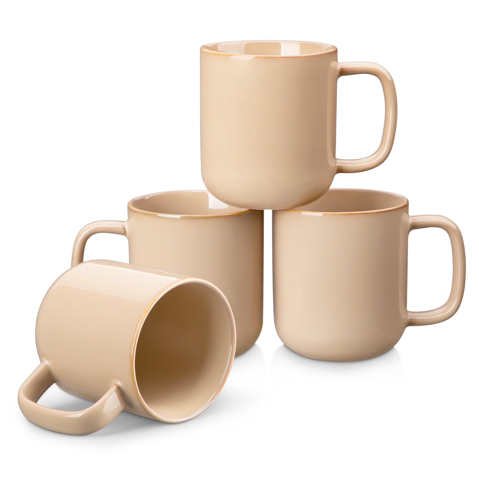 Malacasa Coffee Mugs Set of 4, 12oz Coffee Cup Set with Handle for Cocoa, Milk, Hot Chocolate, Tea, Water, Stoneware Cups for Kitchen, Microwave and Dishwasher Safe