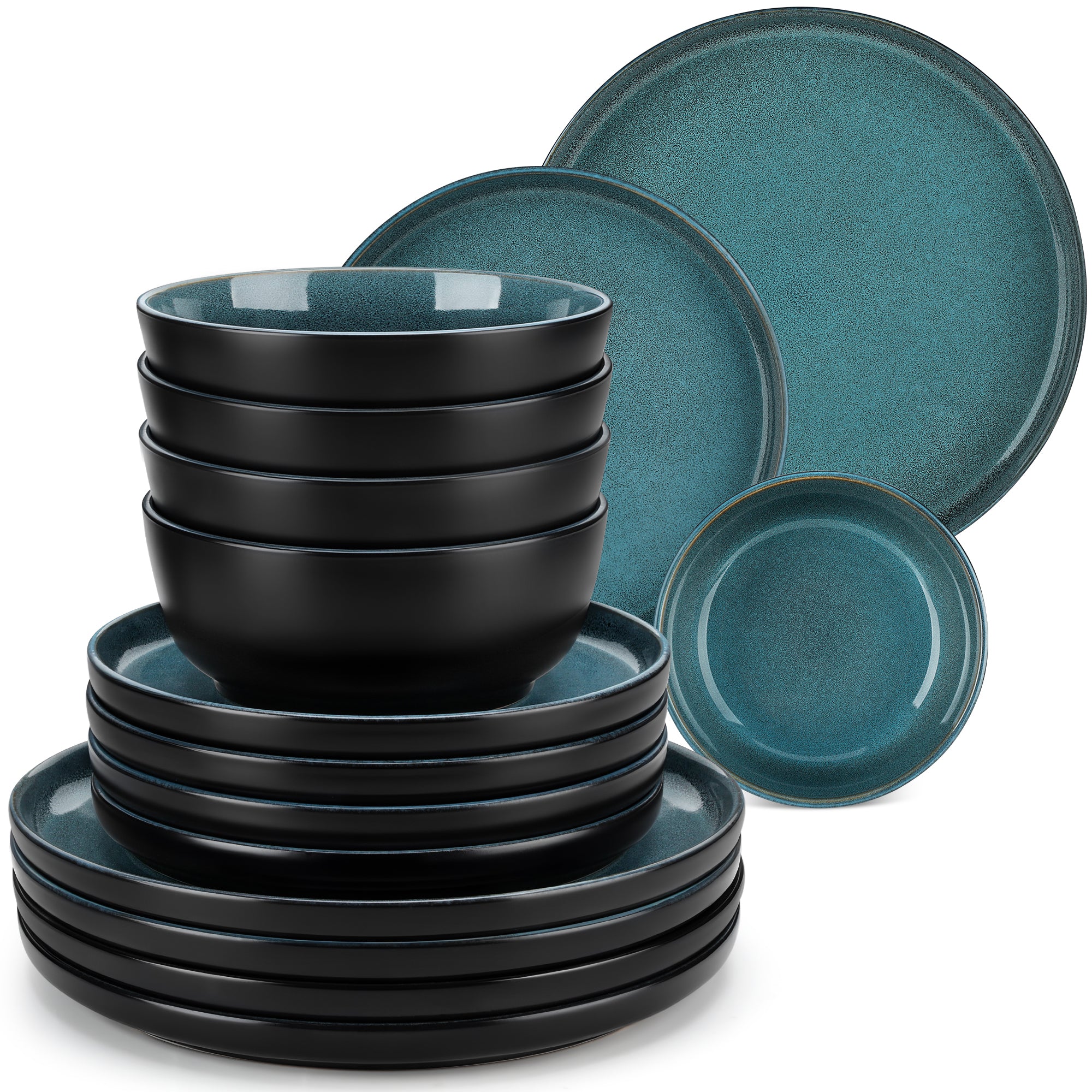 Malacasa Dinnerware Sets, Stoneware Plates and Bowls Set, Tableware Dishwasher Microwave Safe