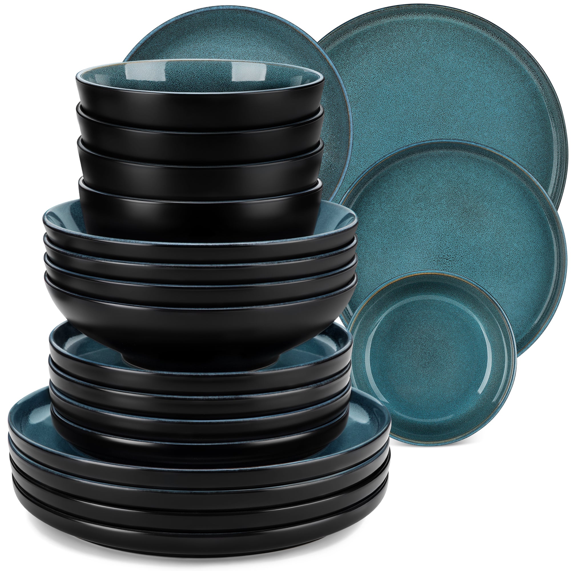 Malacasa Dinnerware Sets, Stoneware Plates and Bowls Set, Tableware Dishwasher Microwave Safe