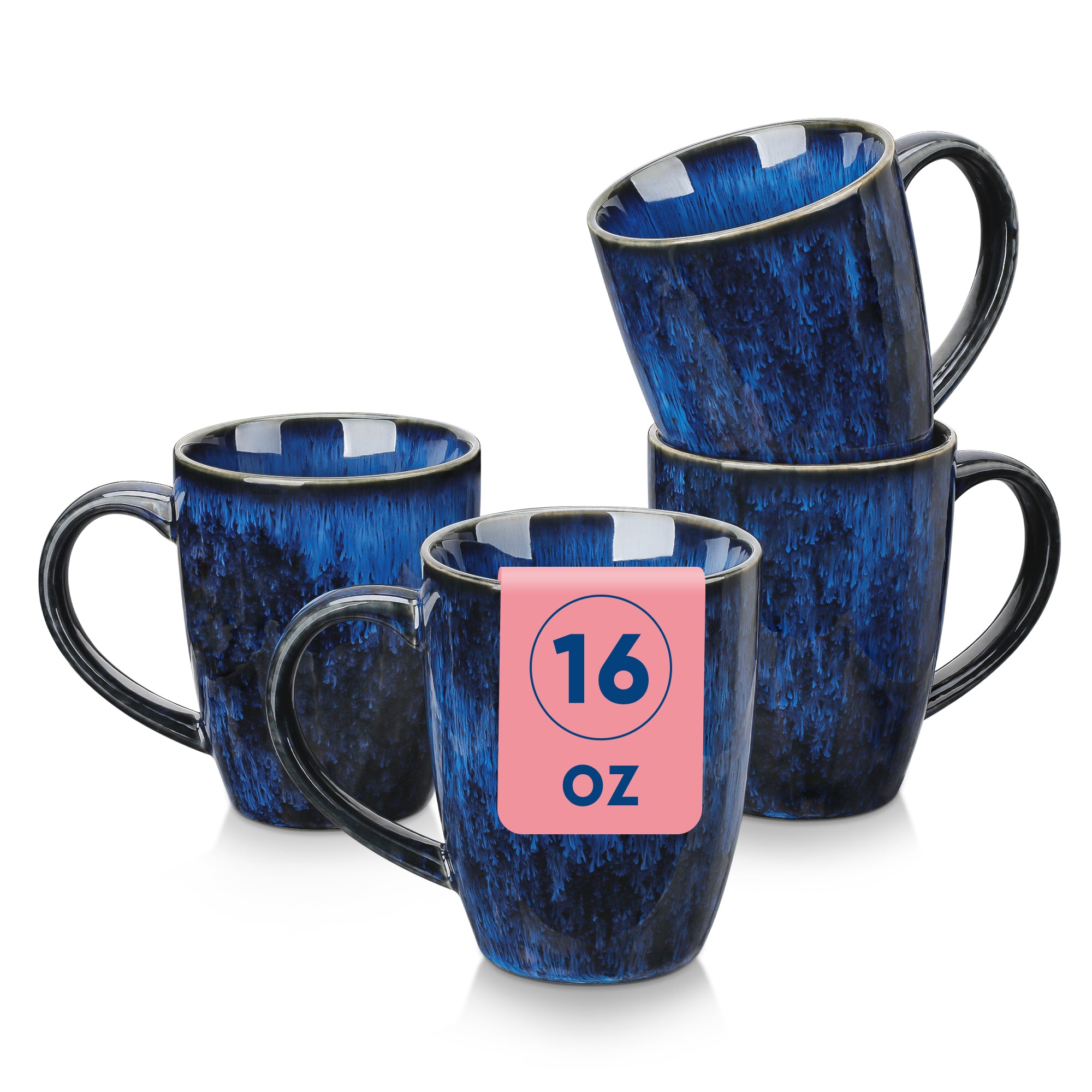 Coffee Mugs Set of 4, Coffee Cups Set with Handle, Ceramic Tea Mugs for Kitchen, Latte Mugs for Coffee,Cocoa, Tea