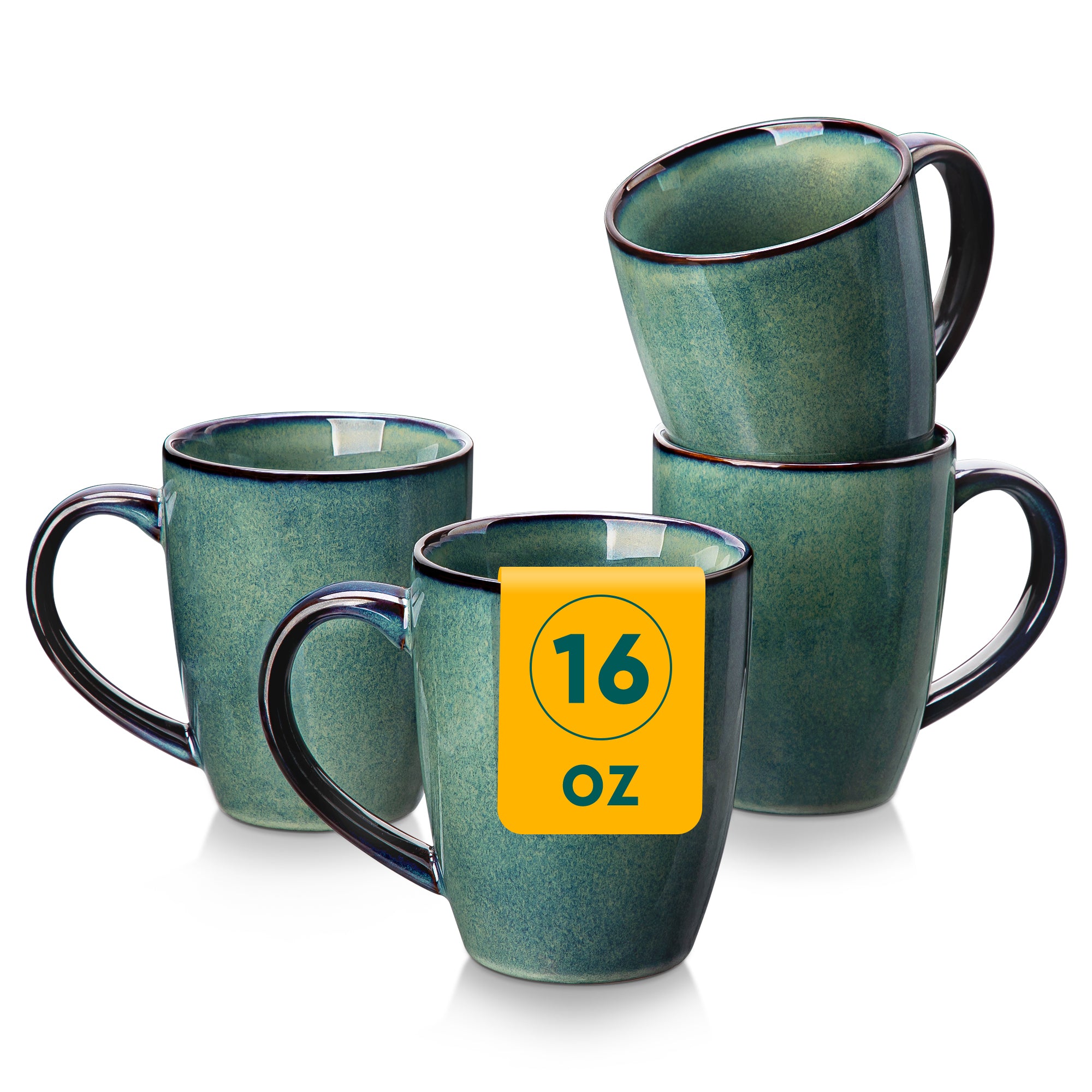 Coffee Mugs Set of 4, Coffee Cups Set with Handle, Ceramic Tea Mugs for Kitchen, Latte Mugs for Coffee,Cocoa, Tea