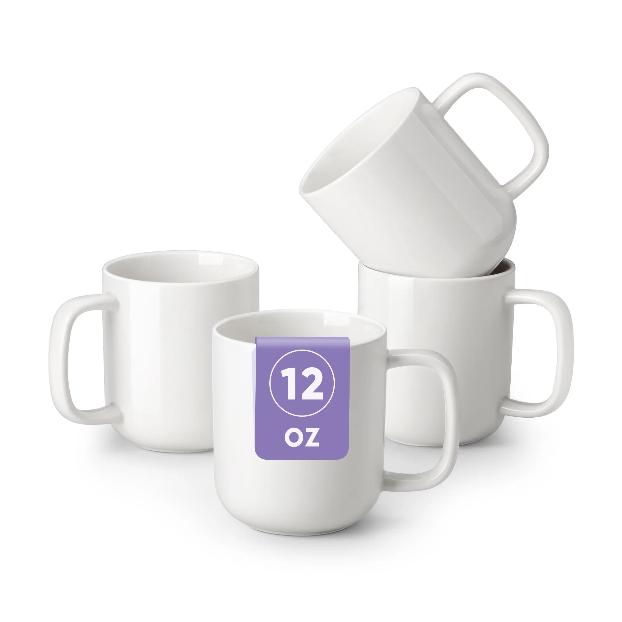 Malacasa Porcelain Coffee Mugs Set, 16 oz Coffee Cups Set of 4, Dishwasher & Microwave Safe, White